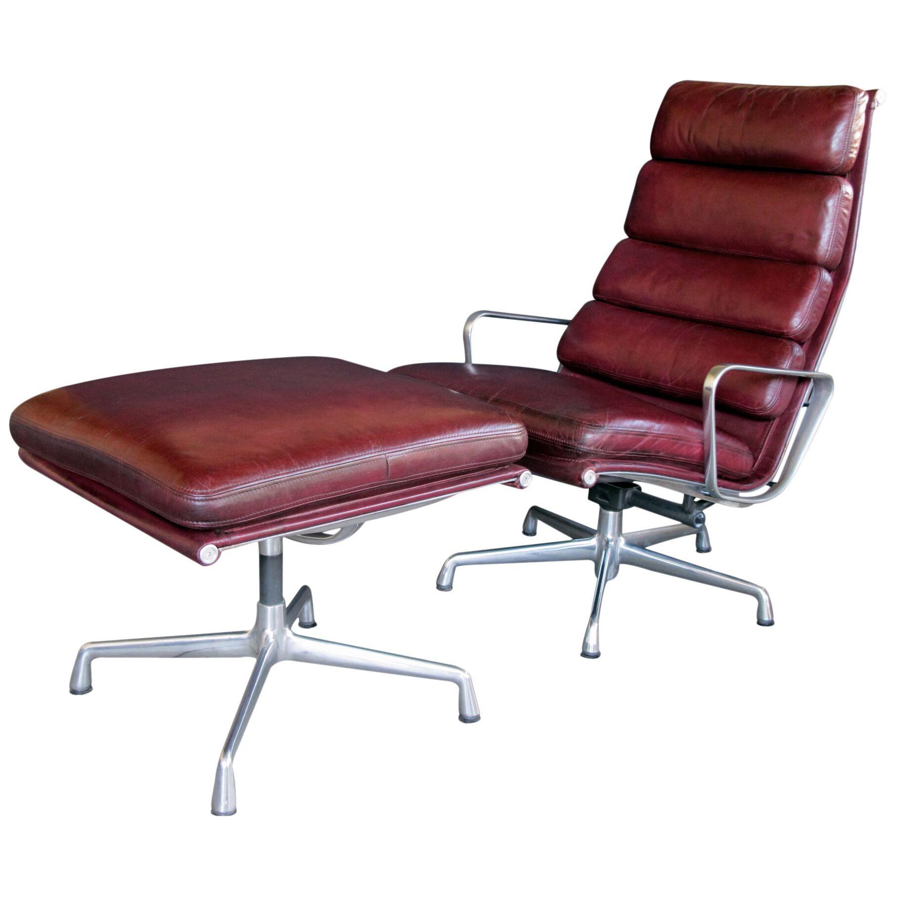 Eames For Herman Miller Executive Soft-Pad Tilt/Swivel Lounge Chair Ottoman