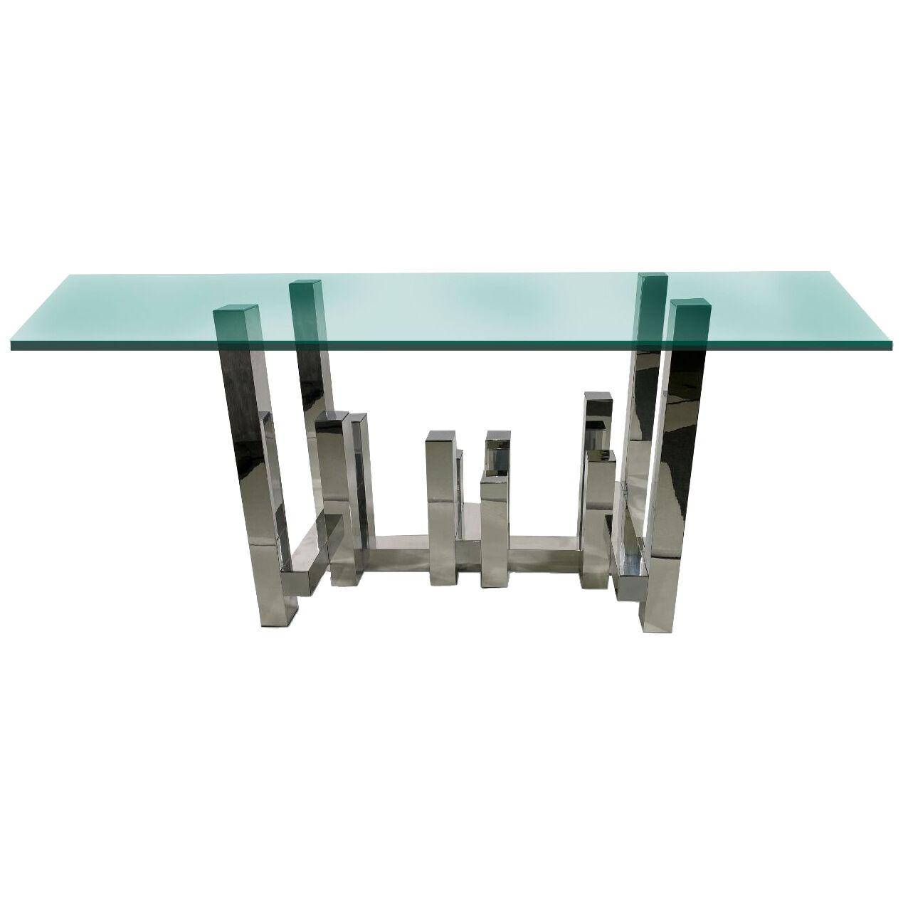 American Modern Chrome Dining Table, Console Table Base, Paul Mayen For Habitat