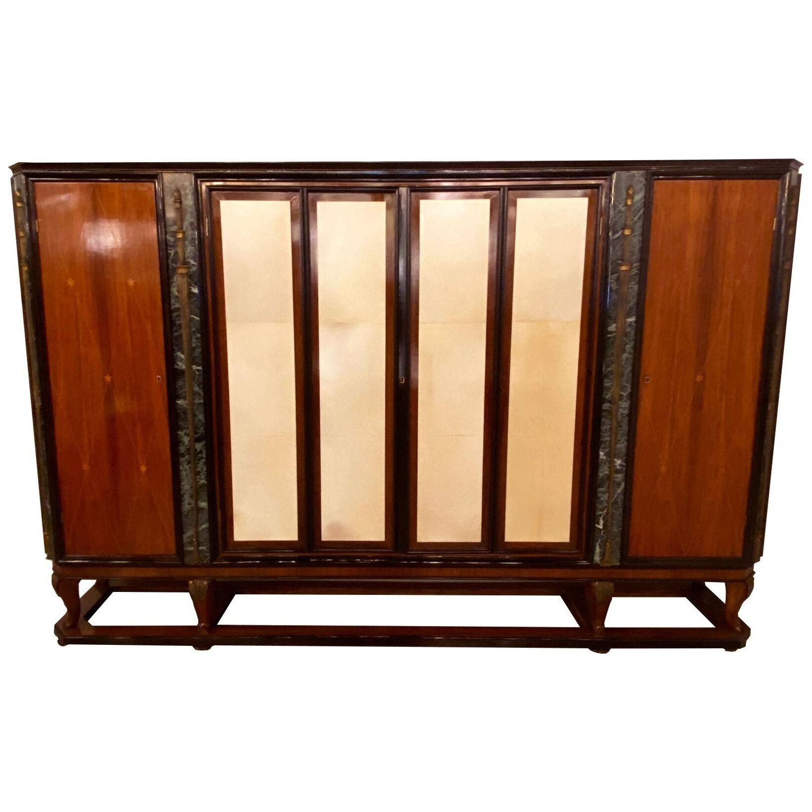 Italian Modern Palisander and Marble Bookcase, Attributed to Paolo Buffa