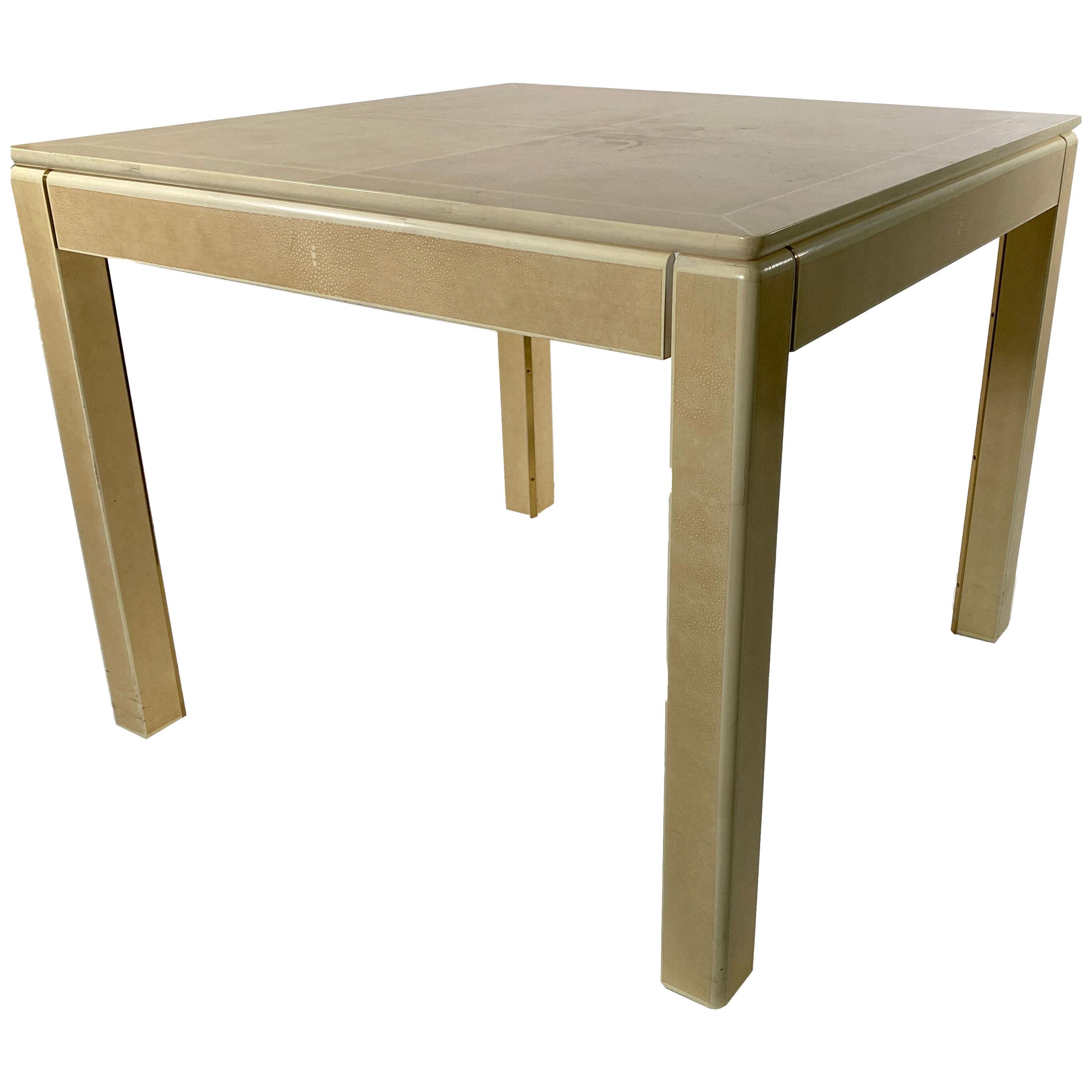 American Modern Faux Shagreen and Lacquer Game Table, Karl Springer