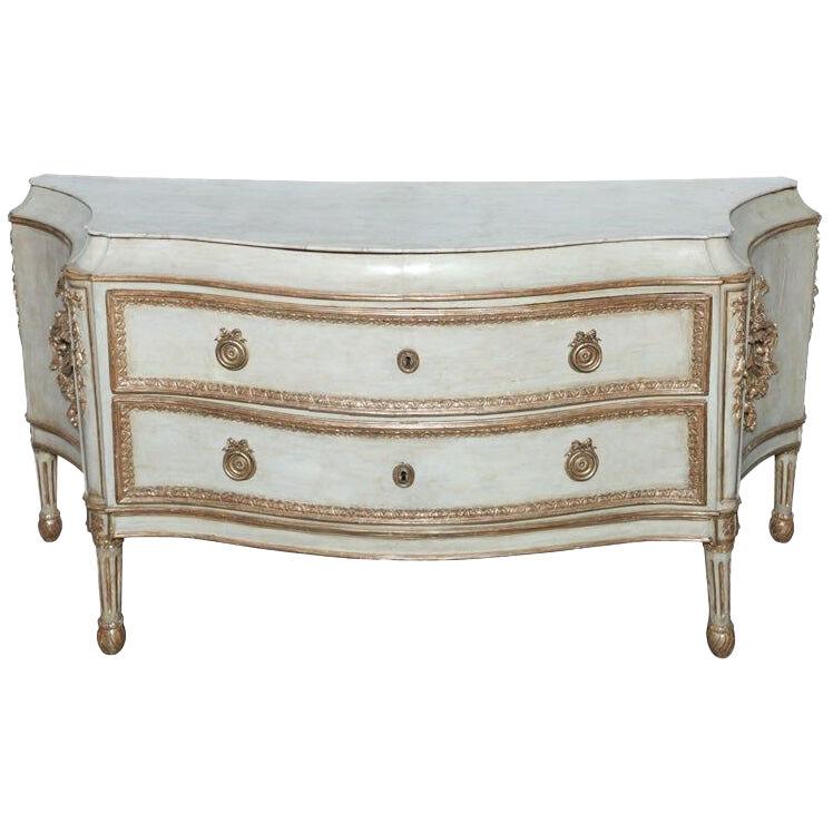 Important Italian Neoclassic Painted and Parcel-Gilt Commode