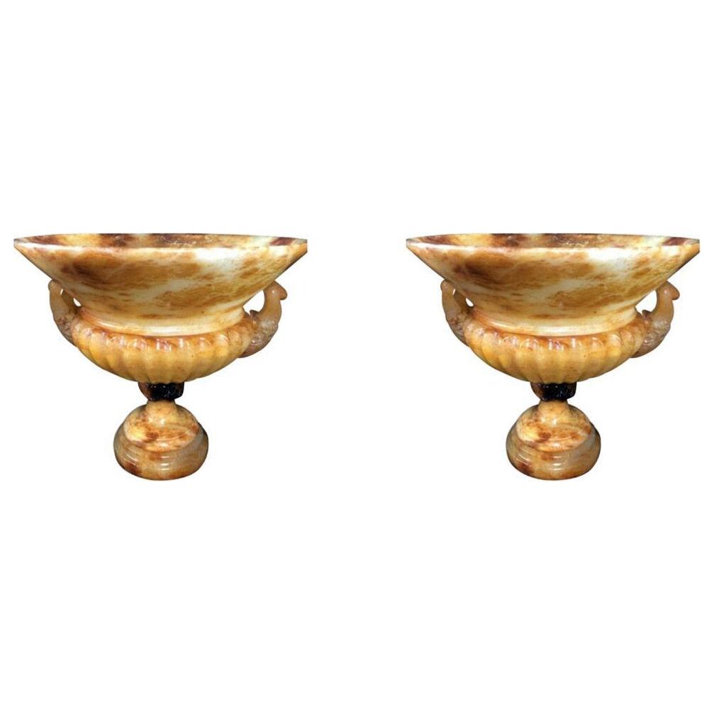 Pair of Italian Neoclassic Onyx Urns, 19th Century
