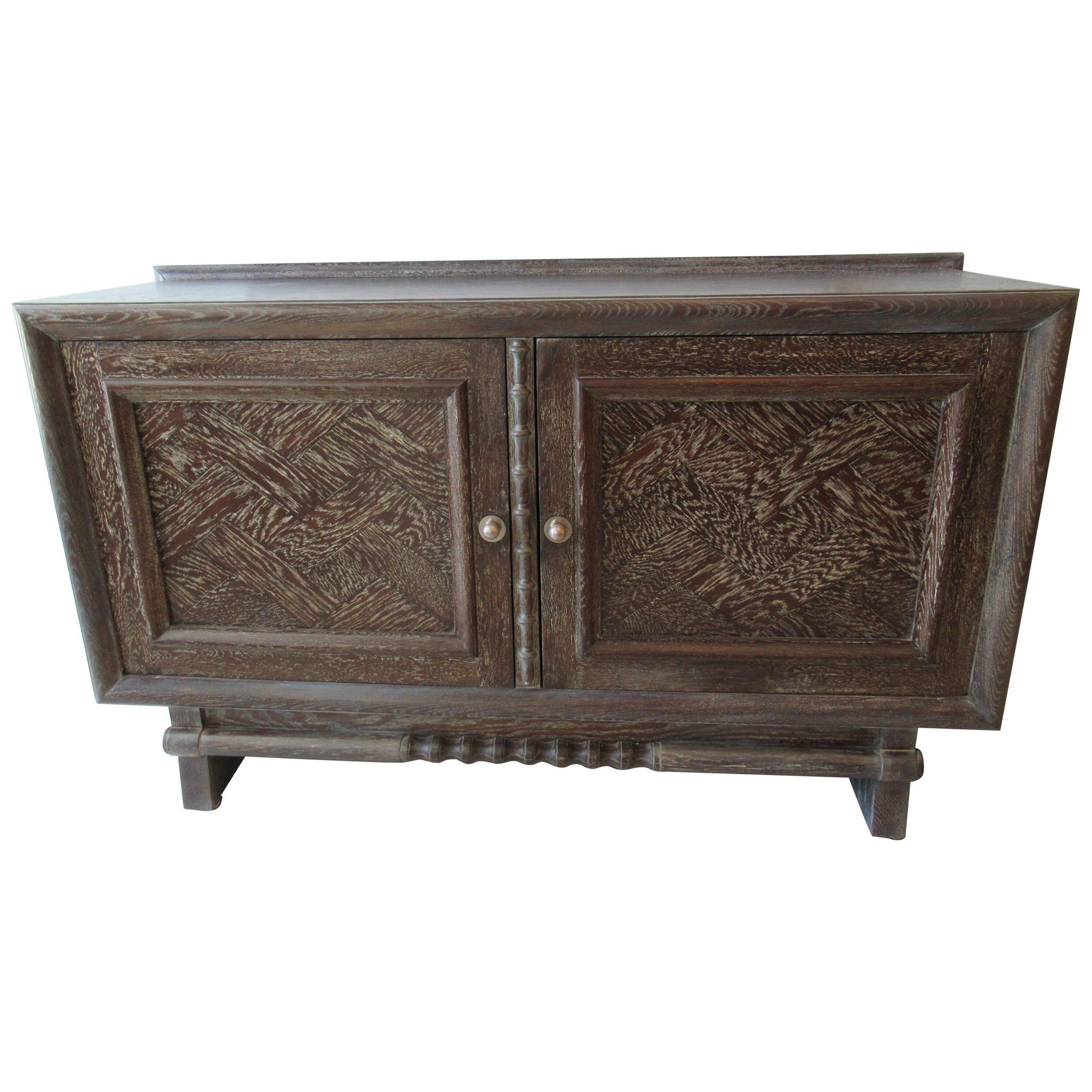 French Modern Cerused Oak Two-Door Credenza, Jean Charles Moreux