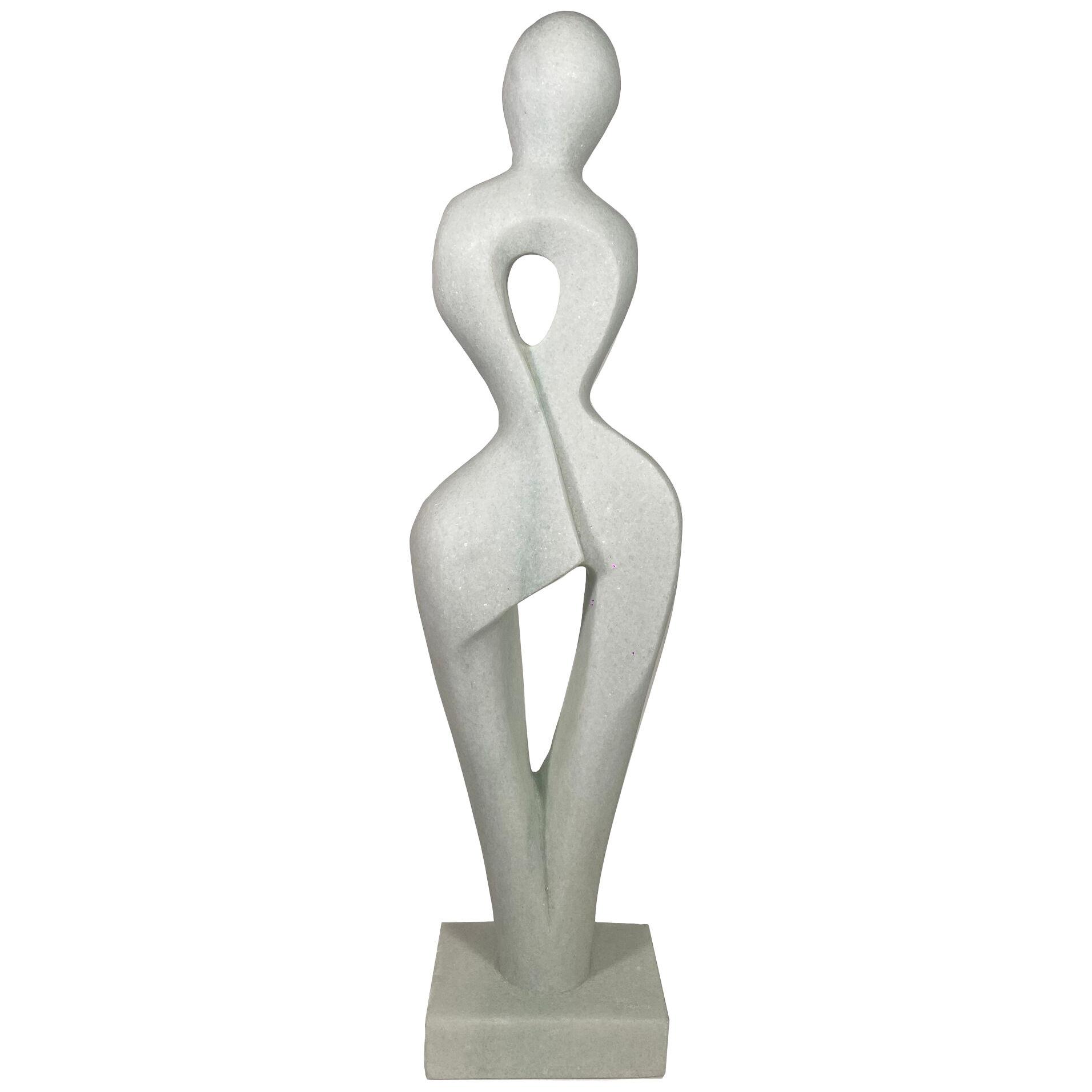 "Lily" Swiss Modern White Marble Abstract Sculpture, Evelyne Brader-Fr
