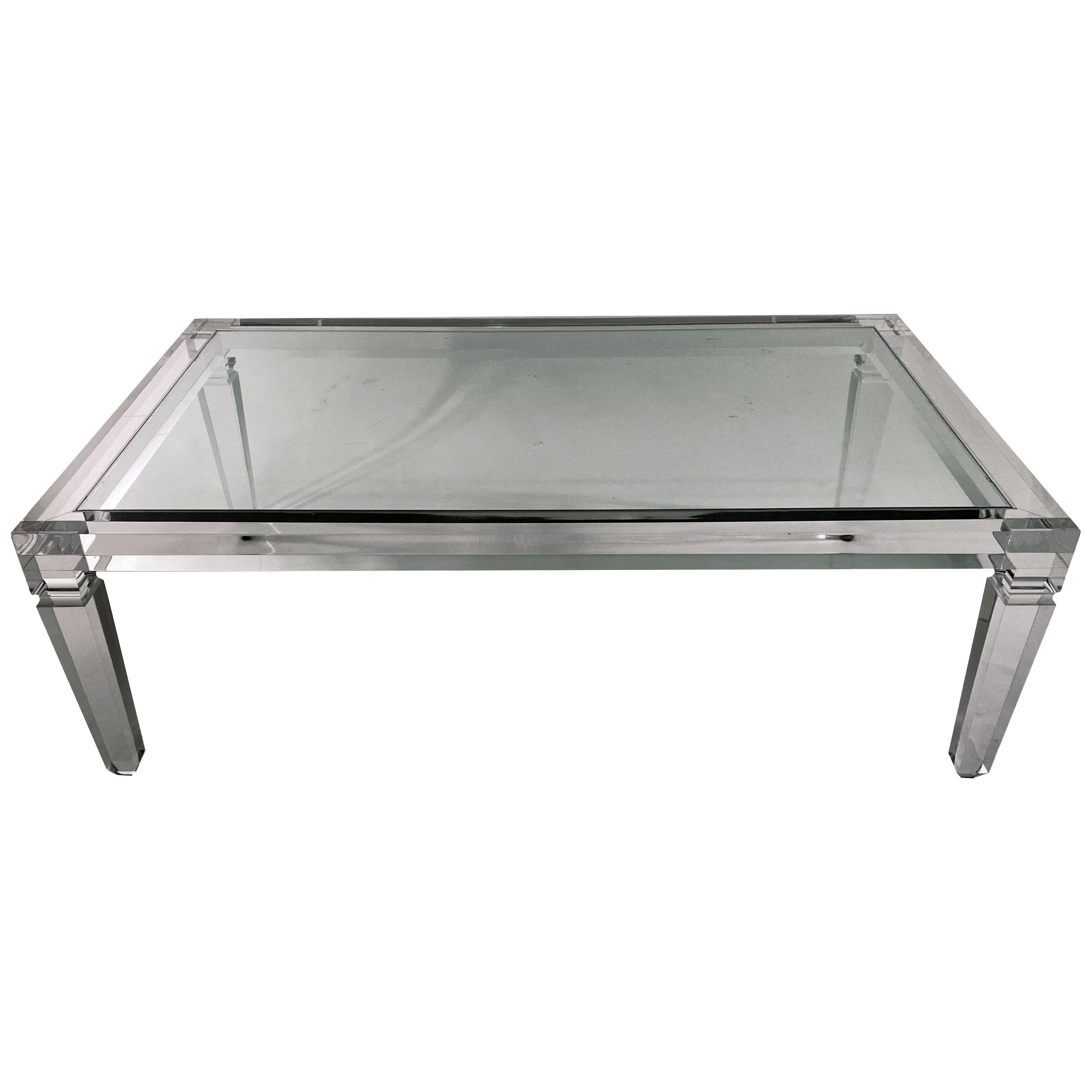 American Modern Lucite and Glass Cocktail Table, Charles Hollis Jones