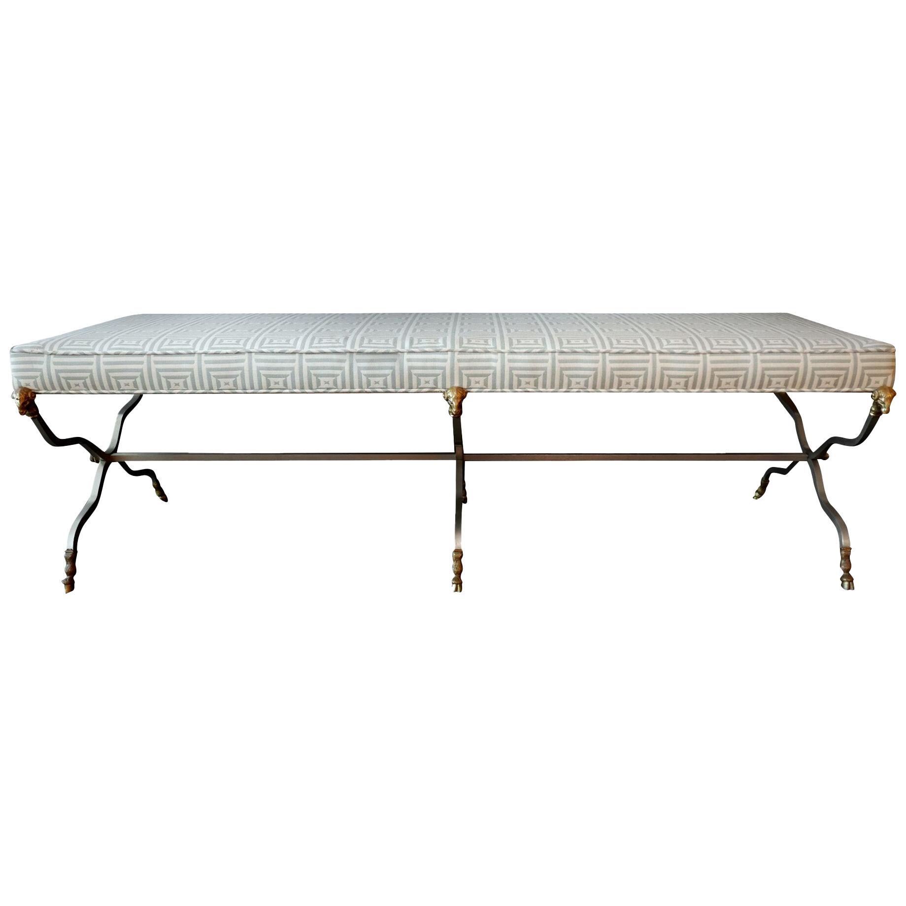 Maison Jansen Steel and Brass Neoclassic Style Bench