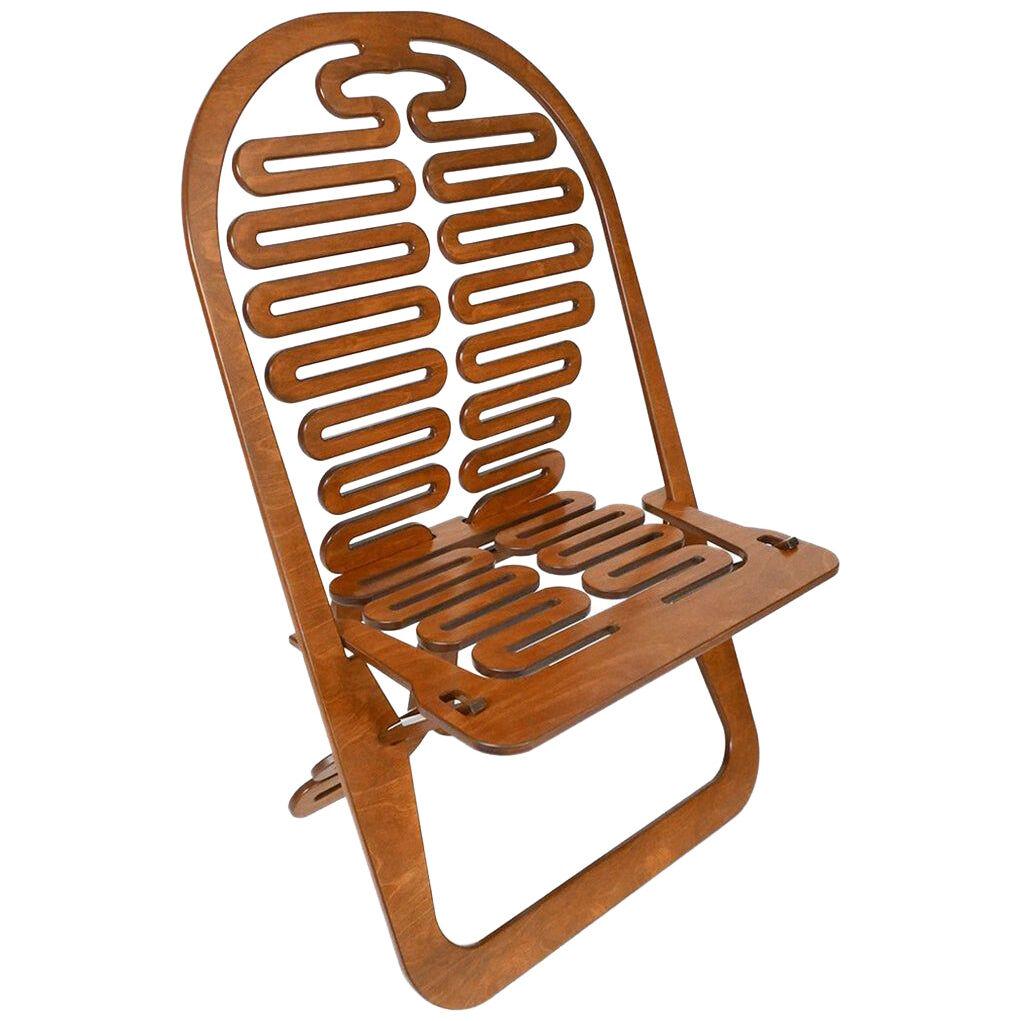 Rare Gregg Fleishman Prototype European Birch “Lumbarest” or Puzzle Chair