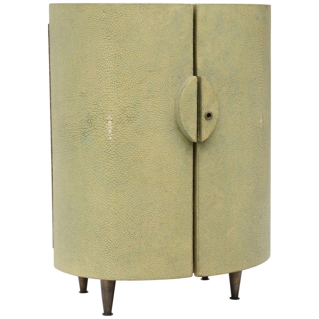 R & Y Augousti Shagreen Covered Jewelry Cabinet	
