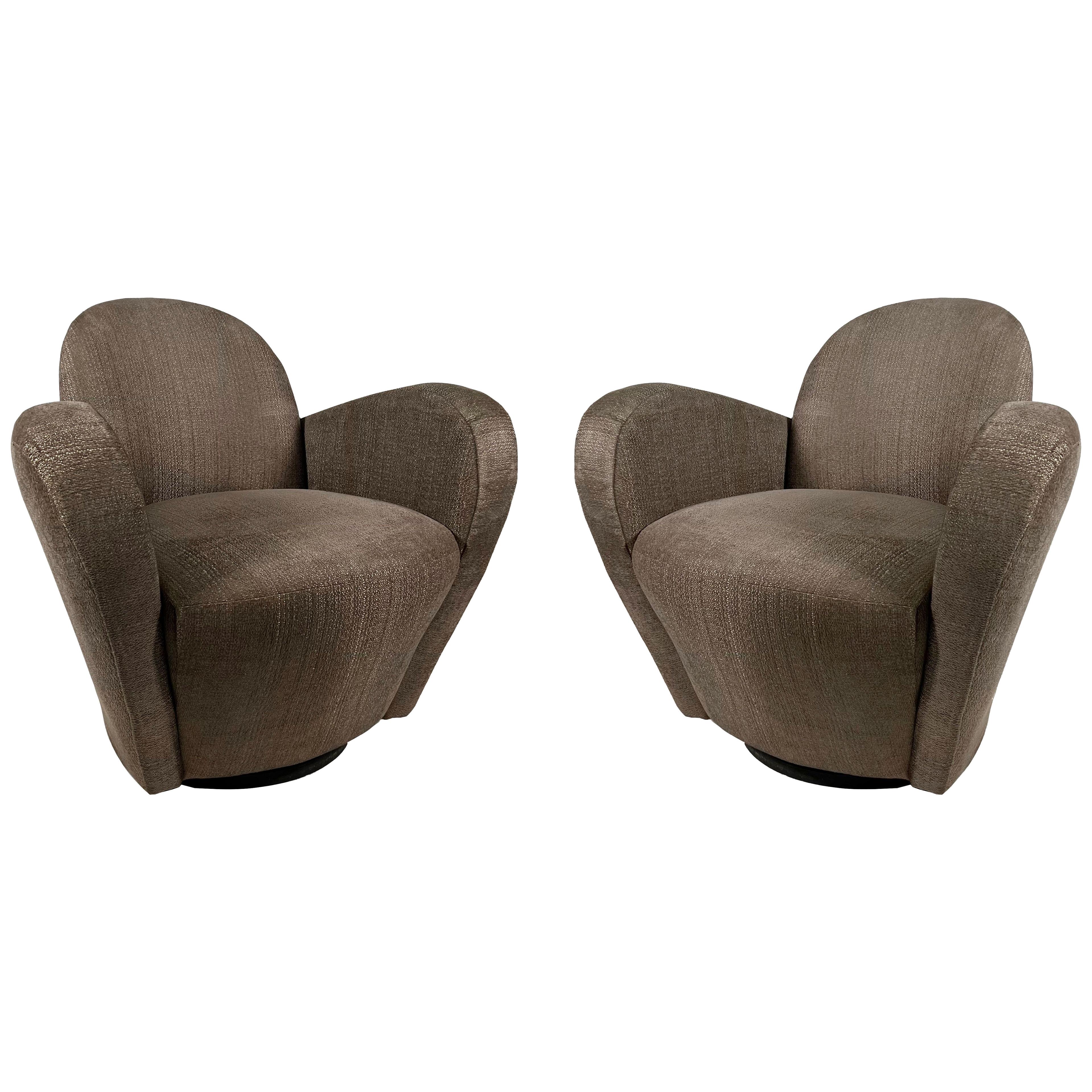 Pair American Modern Swivel Chairs, Vladimir Kagan