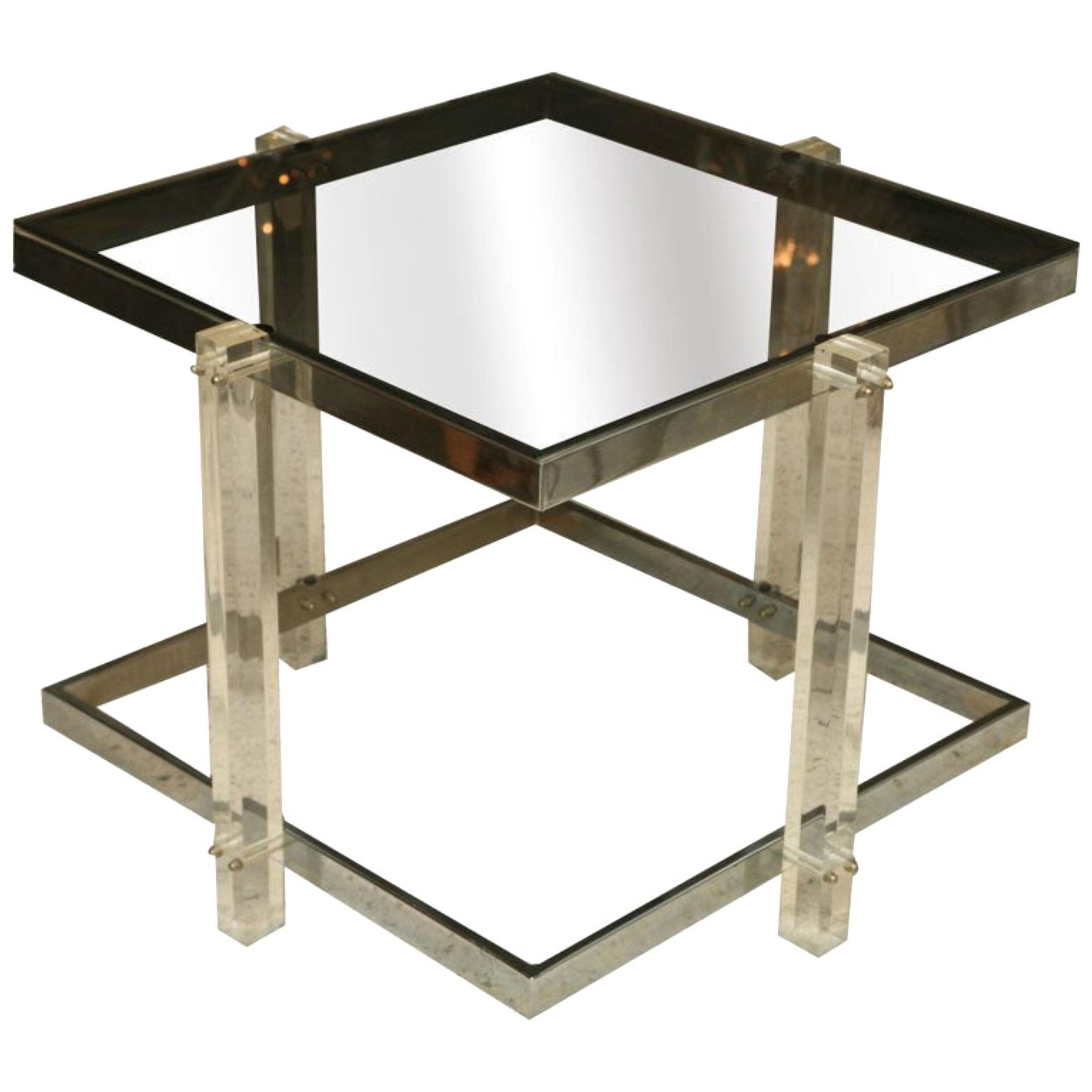 Lucite and Chrome Table, Charles Hollis Jones Style