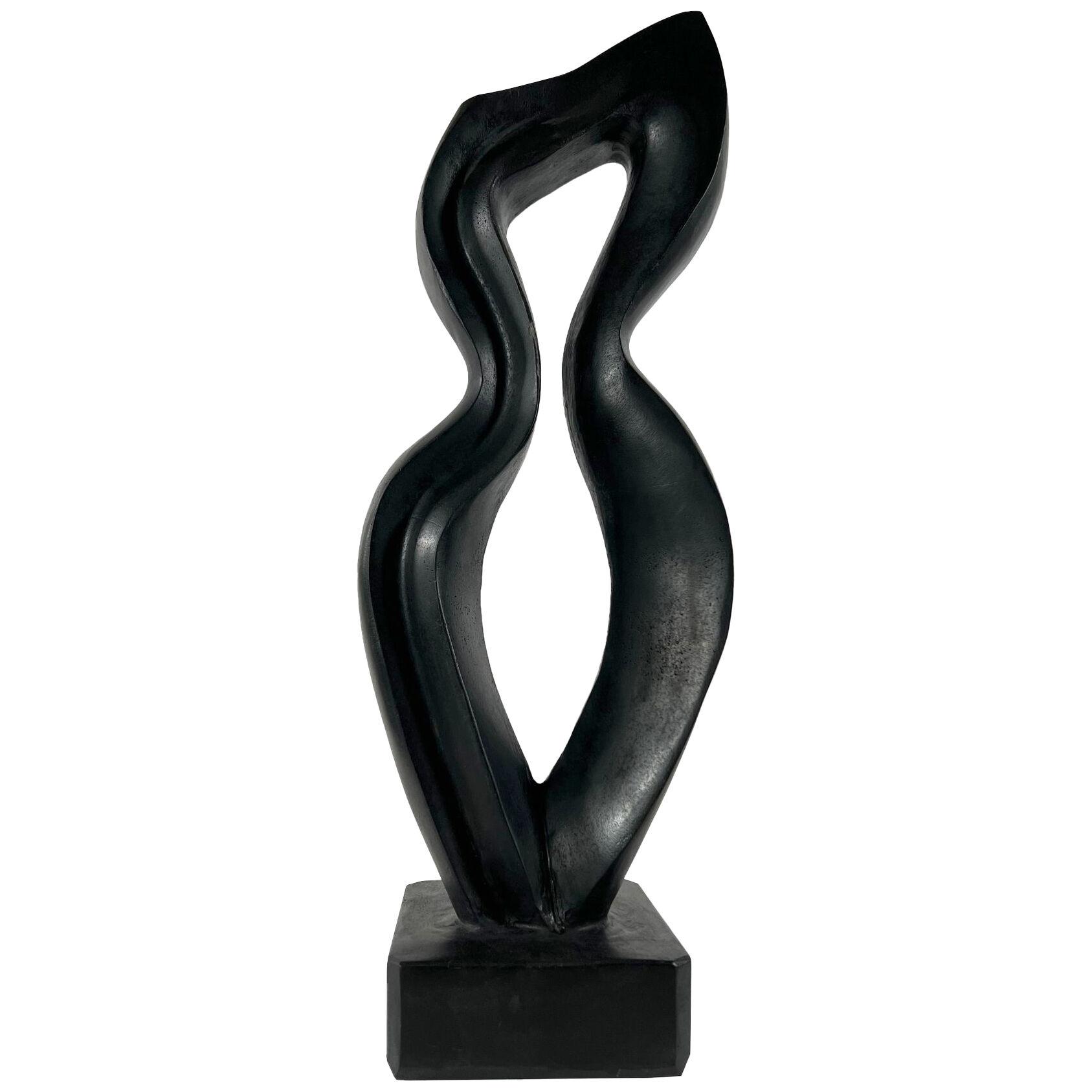 "Amadea" Swiss Modern Black Basalt Marble Abstract Sculpture, Evelyne Brader