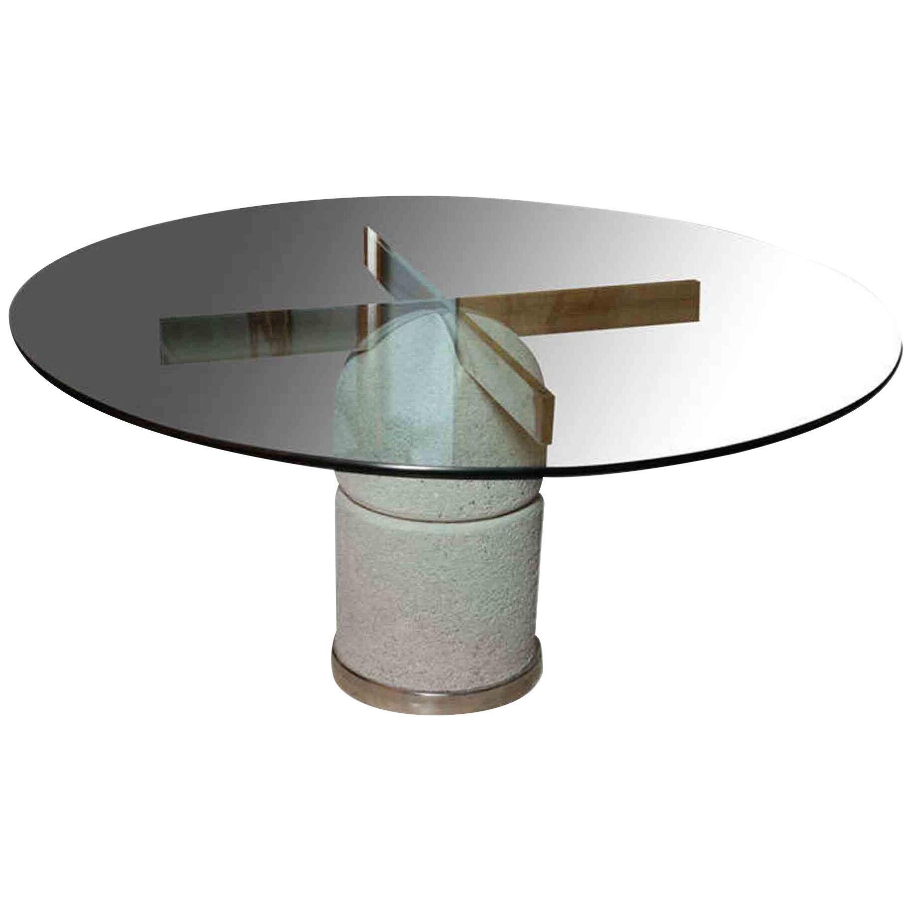 A Glass Chrome and Stone Dining/Center Table, Giovanni Offredi
