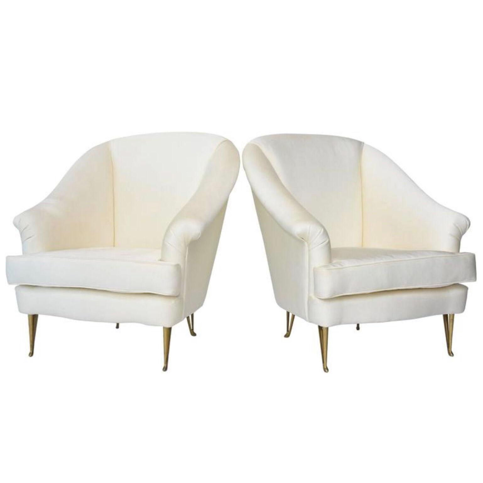 Pair of Italian Modern Club Chairs Made by Isa