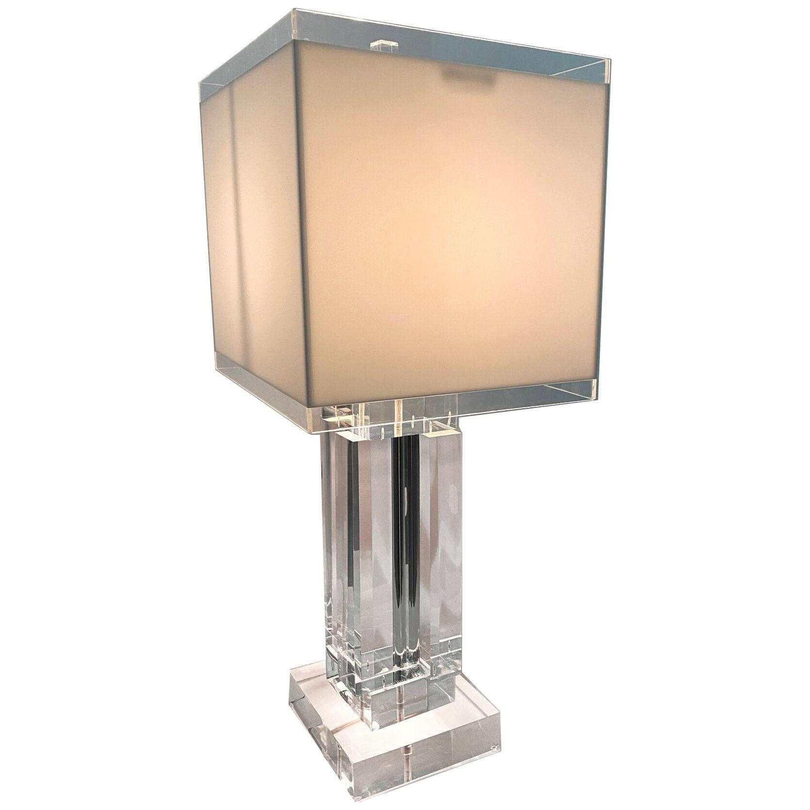 American Modern Monumental Lucite Table Lamp