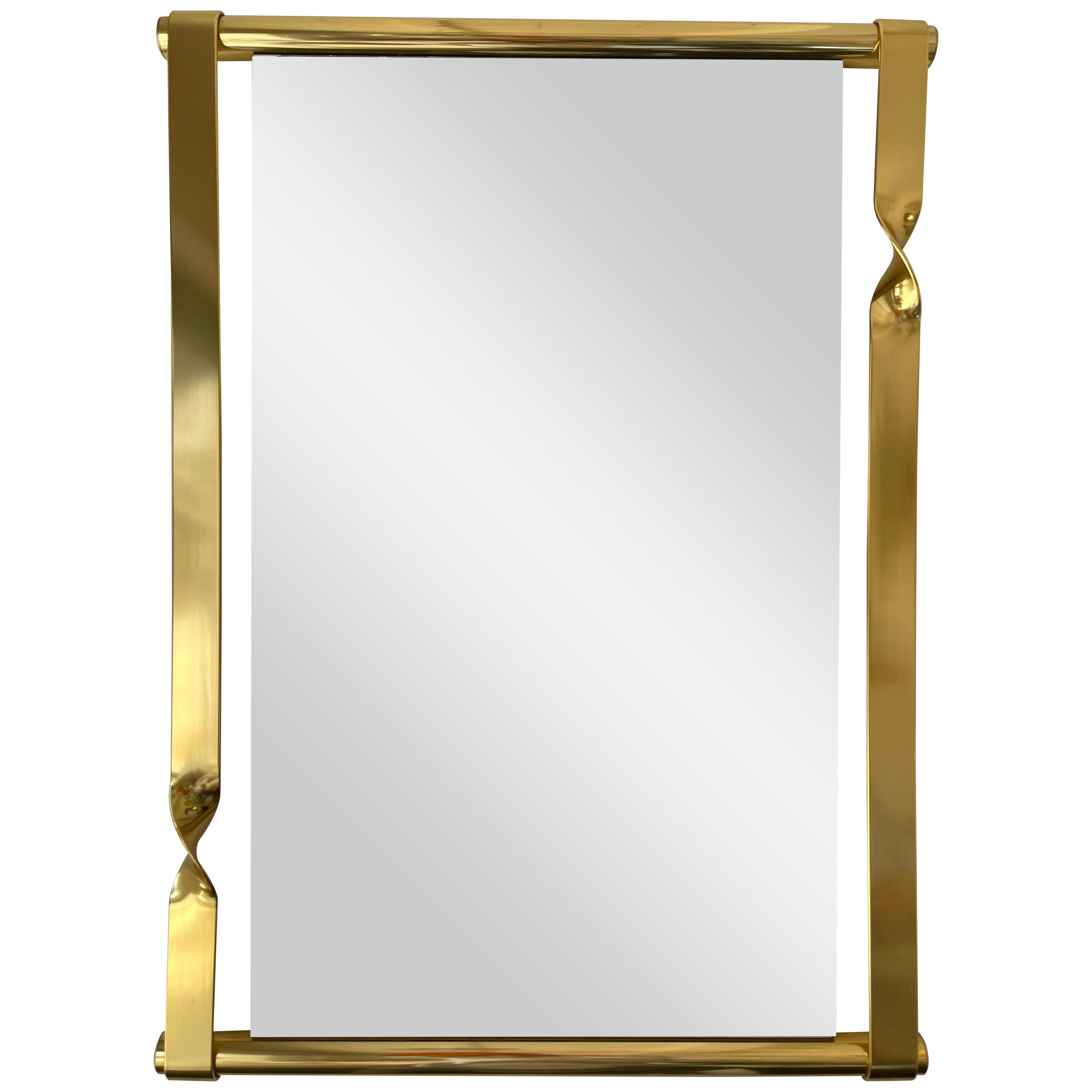Brass Mirror by Luciano Frigerio, Italy, 1970s