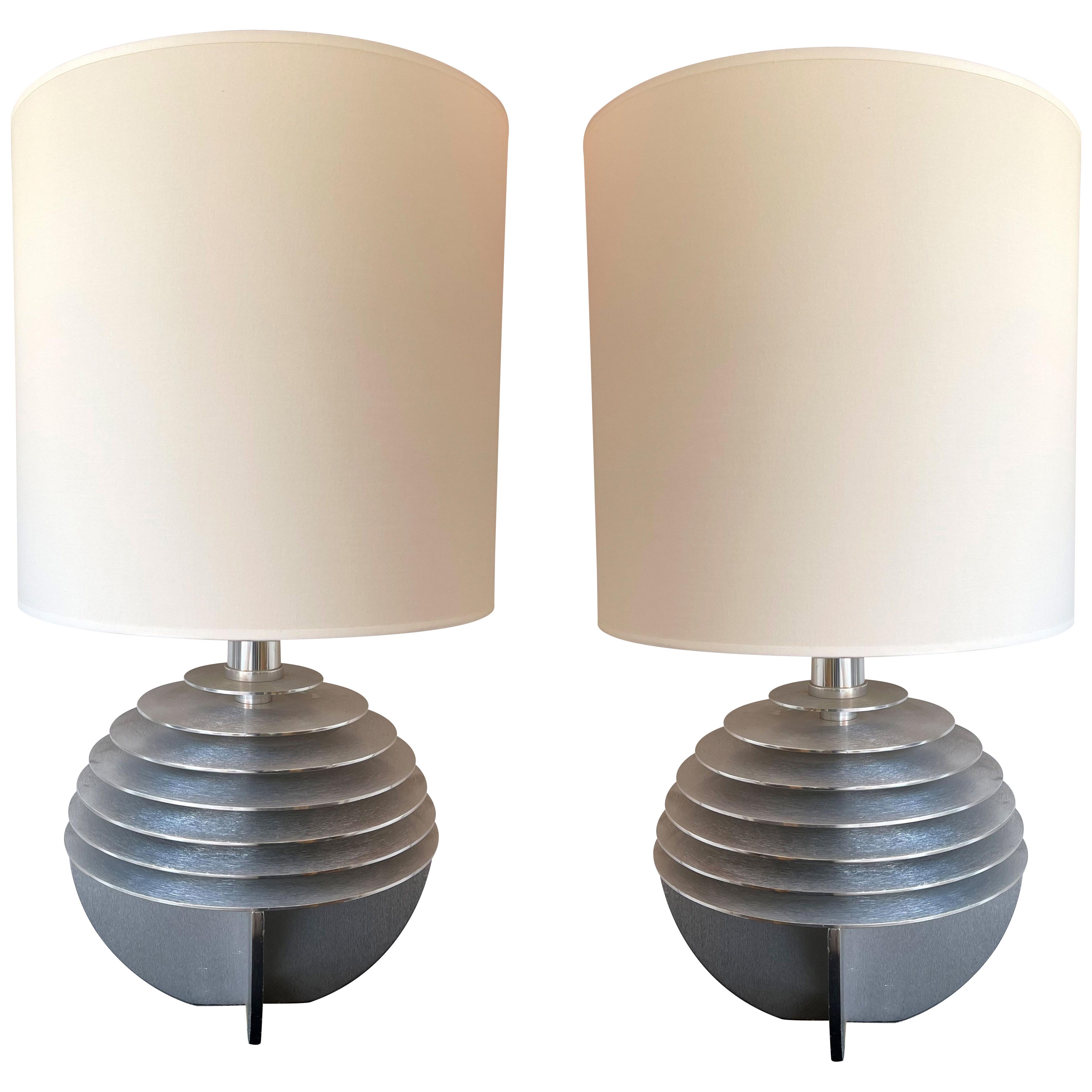 Pair of Metal Saturn Lamps by Banci, Italy, 1970s