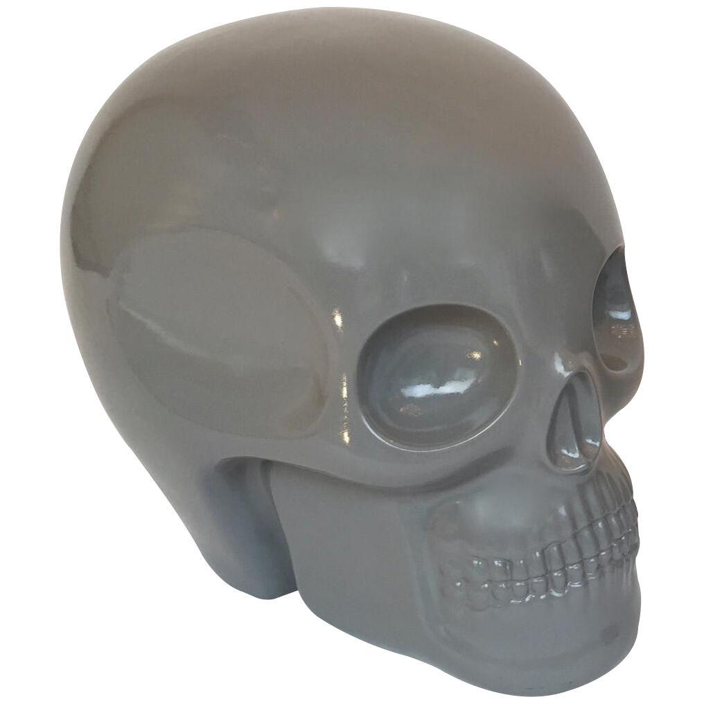 Contemporary Stool Skull in Grey Ceramic by Antonio Cagianelli