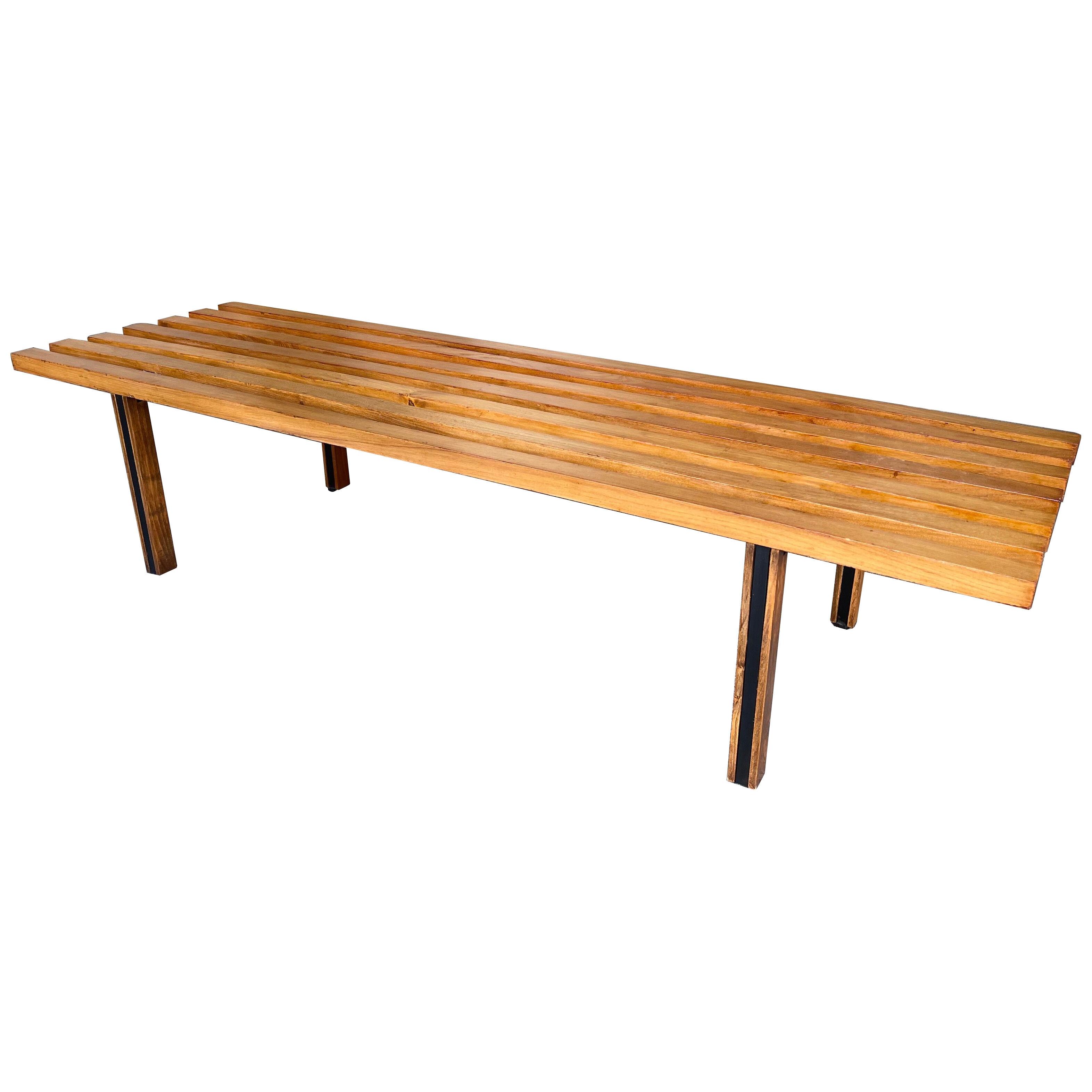 Mid-Century Modern Wood and Metal Bench by ISA. Italy, 1950s