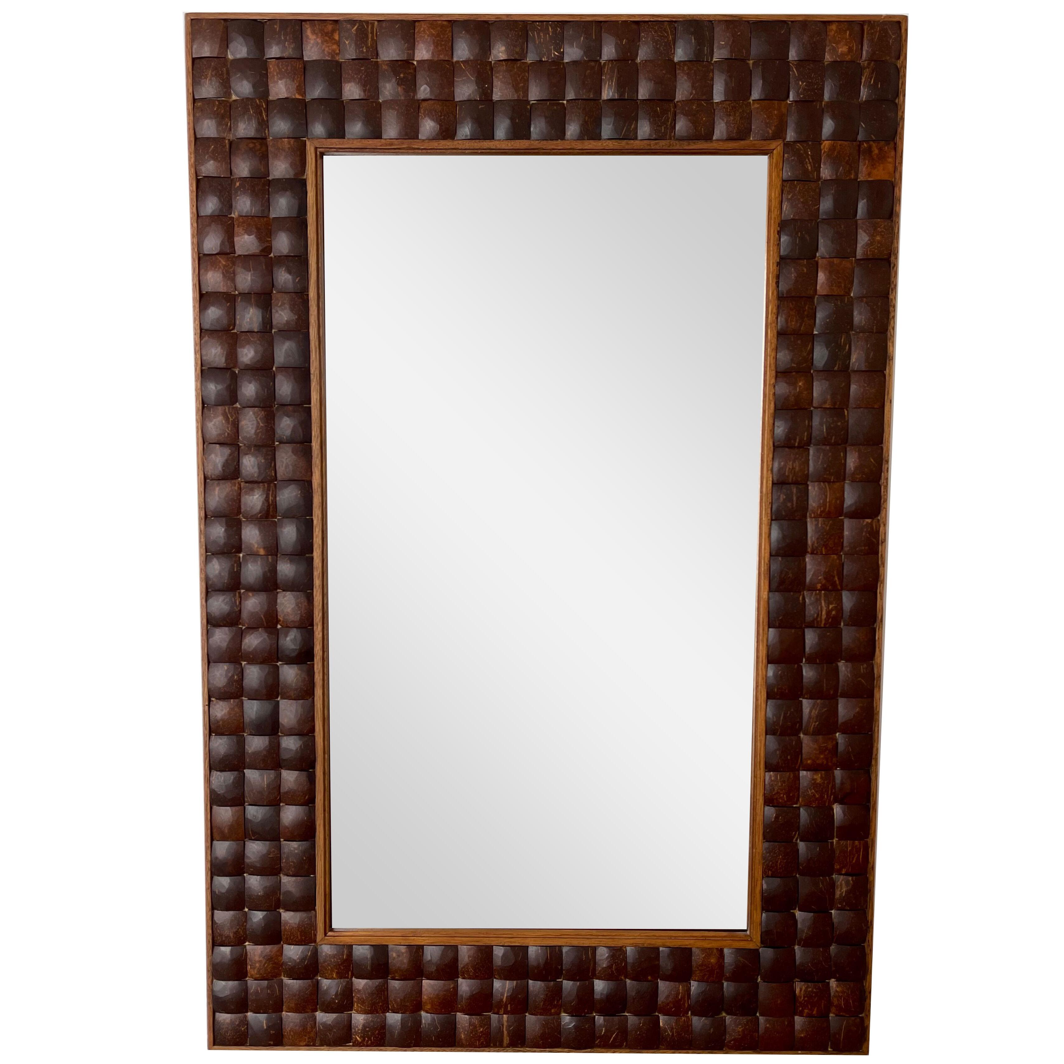 Wood Marquetry Cabochon Mirror. Italy