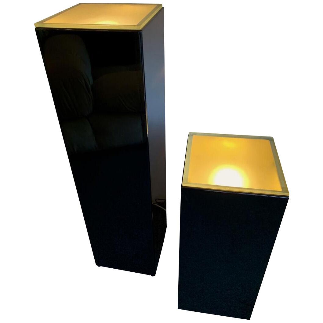 Pair of Lacquered Column Lamp by Guy Lefevre. France, 1970s