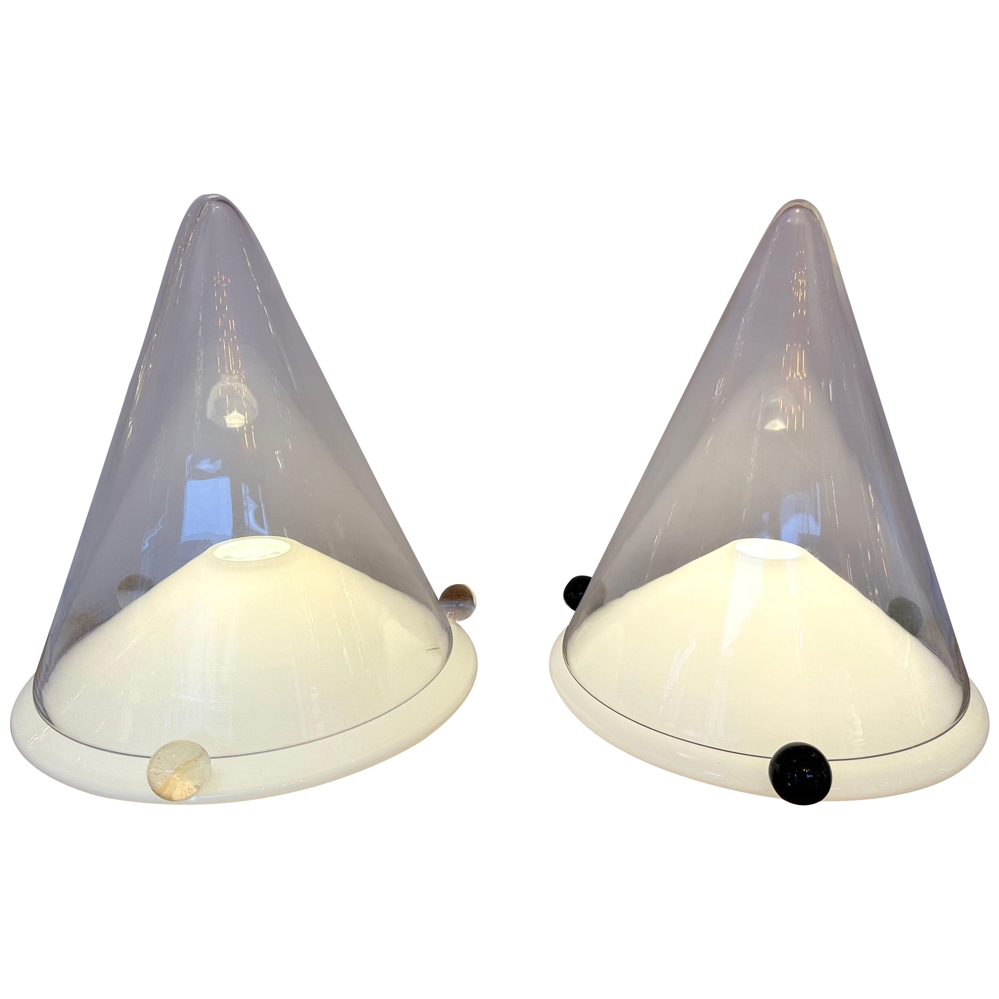 Pair of Lamps Murano Glass by Leucos, Italy, 1980s