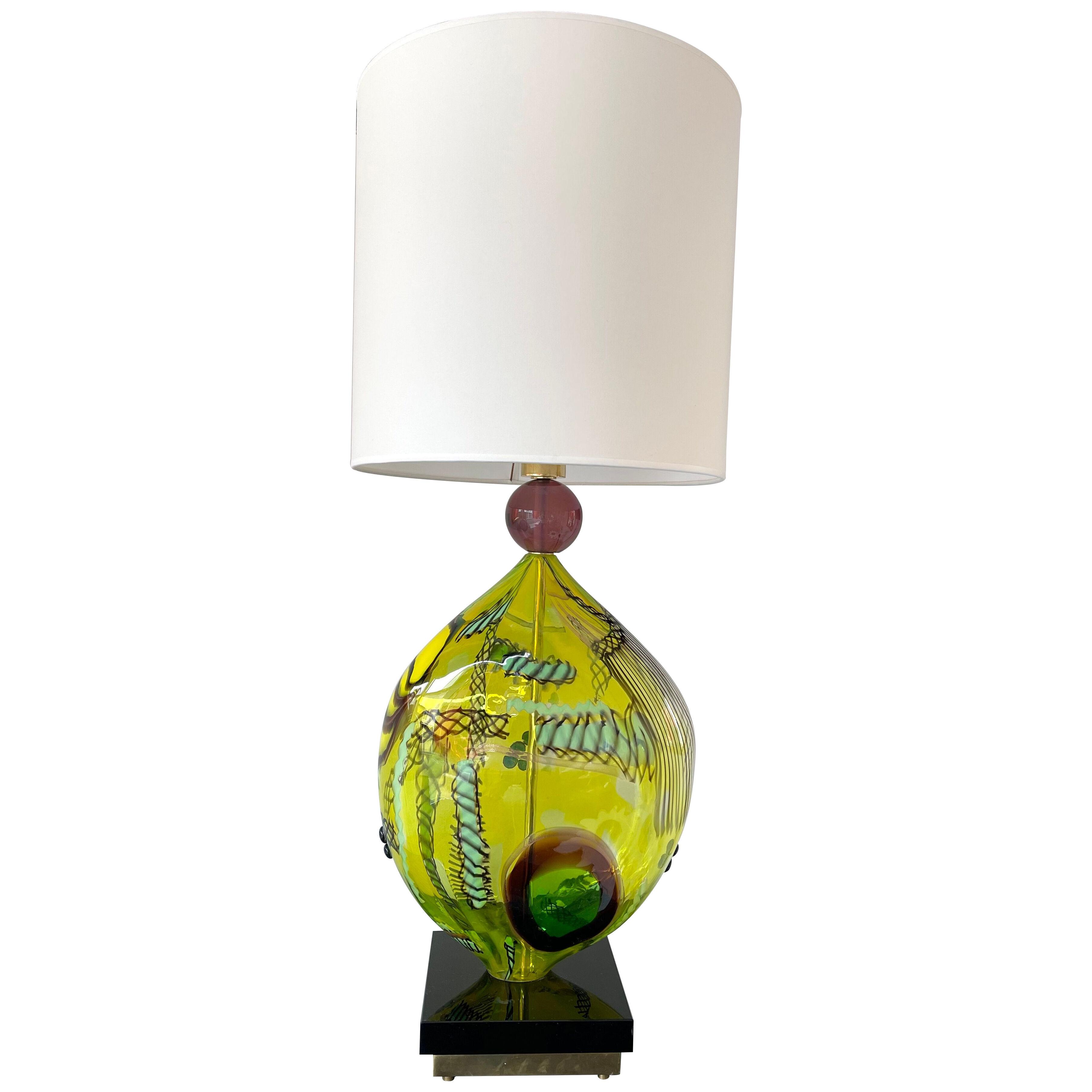 Large Contemporary Murano Glass Bottle Lamp, Italy