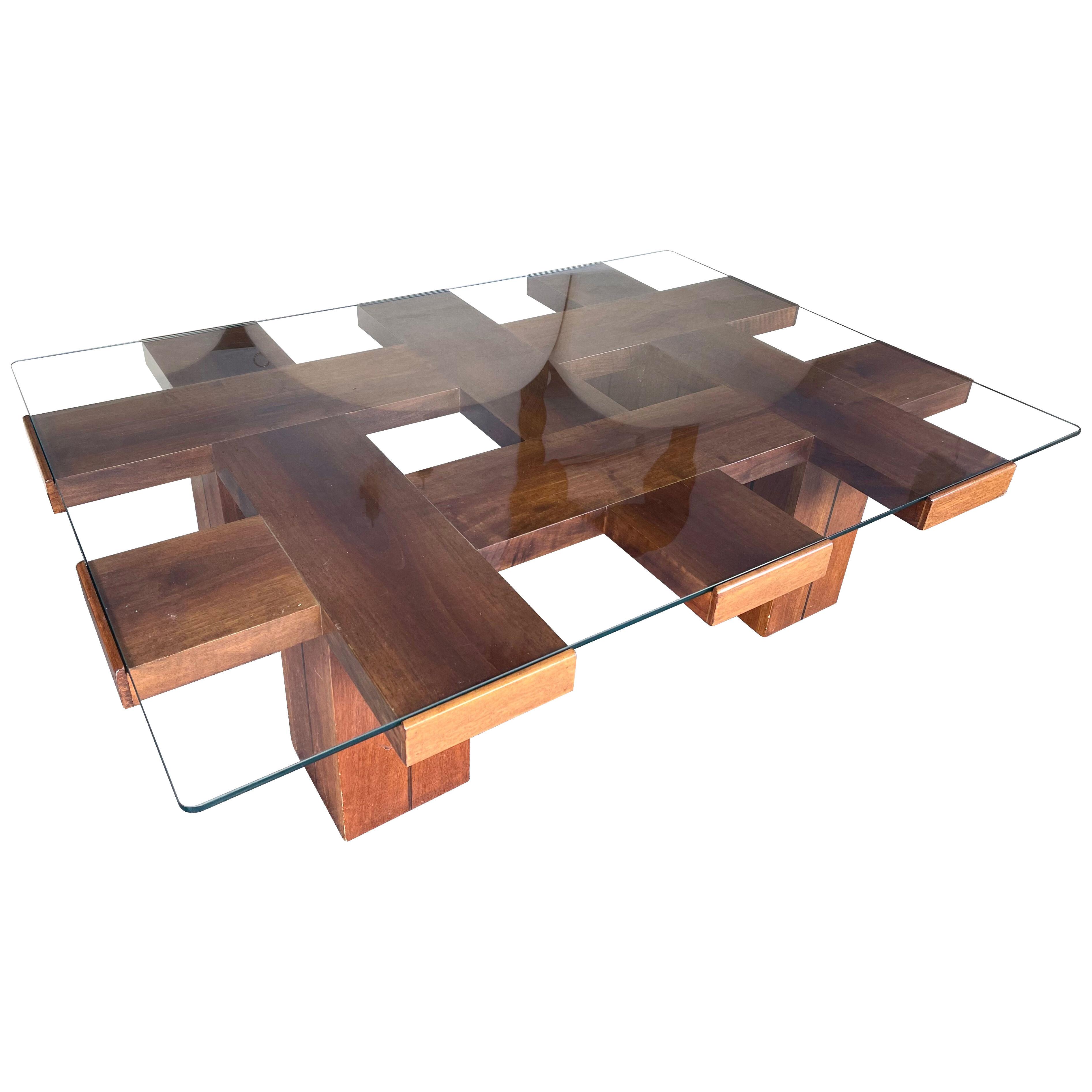 Architect Wood Coffee Table. Italy, 1970s