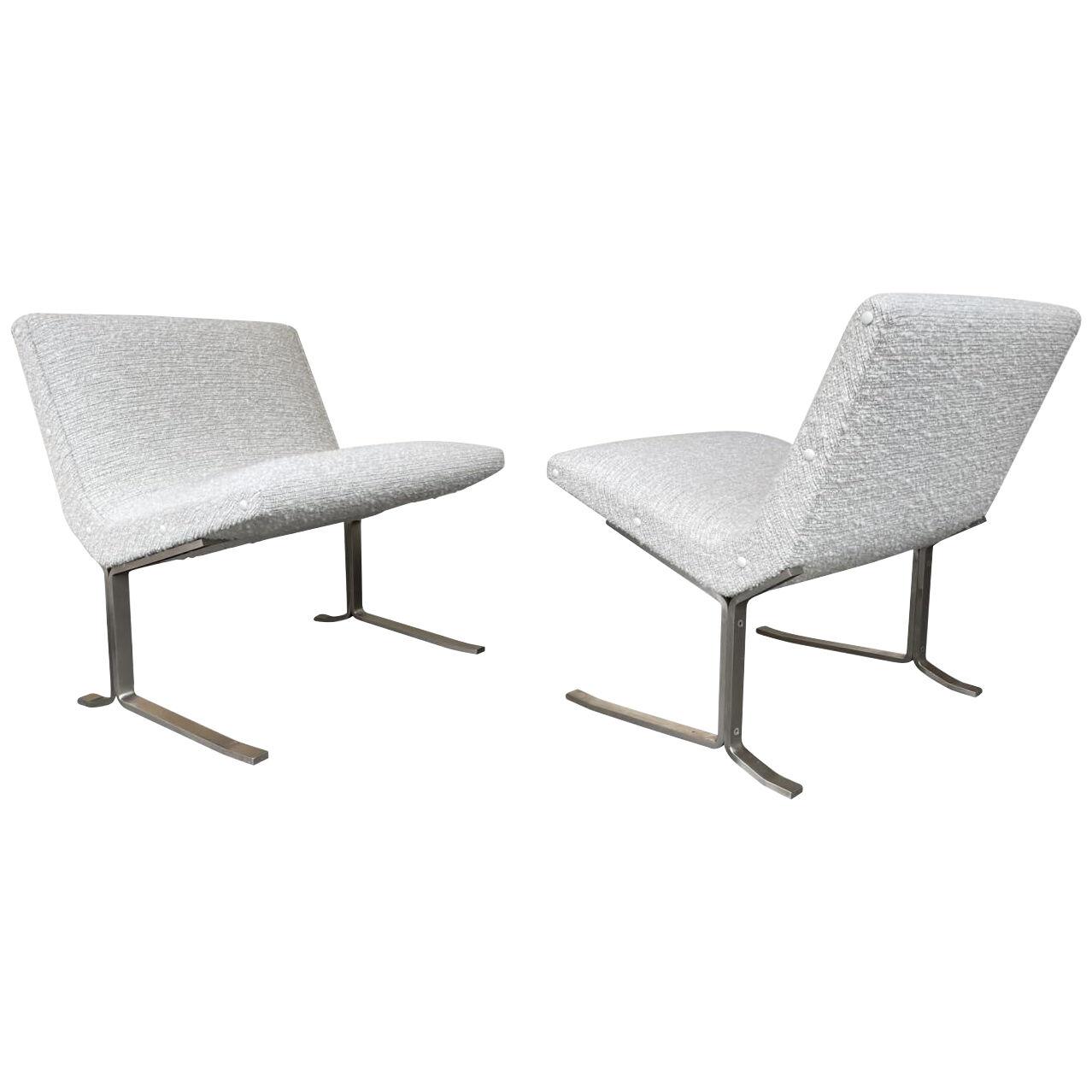 Pair of Slipper Chairs Bouclé Fabric by Formanova. Italy, 1960s