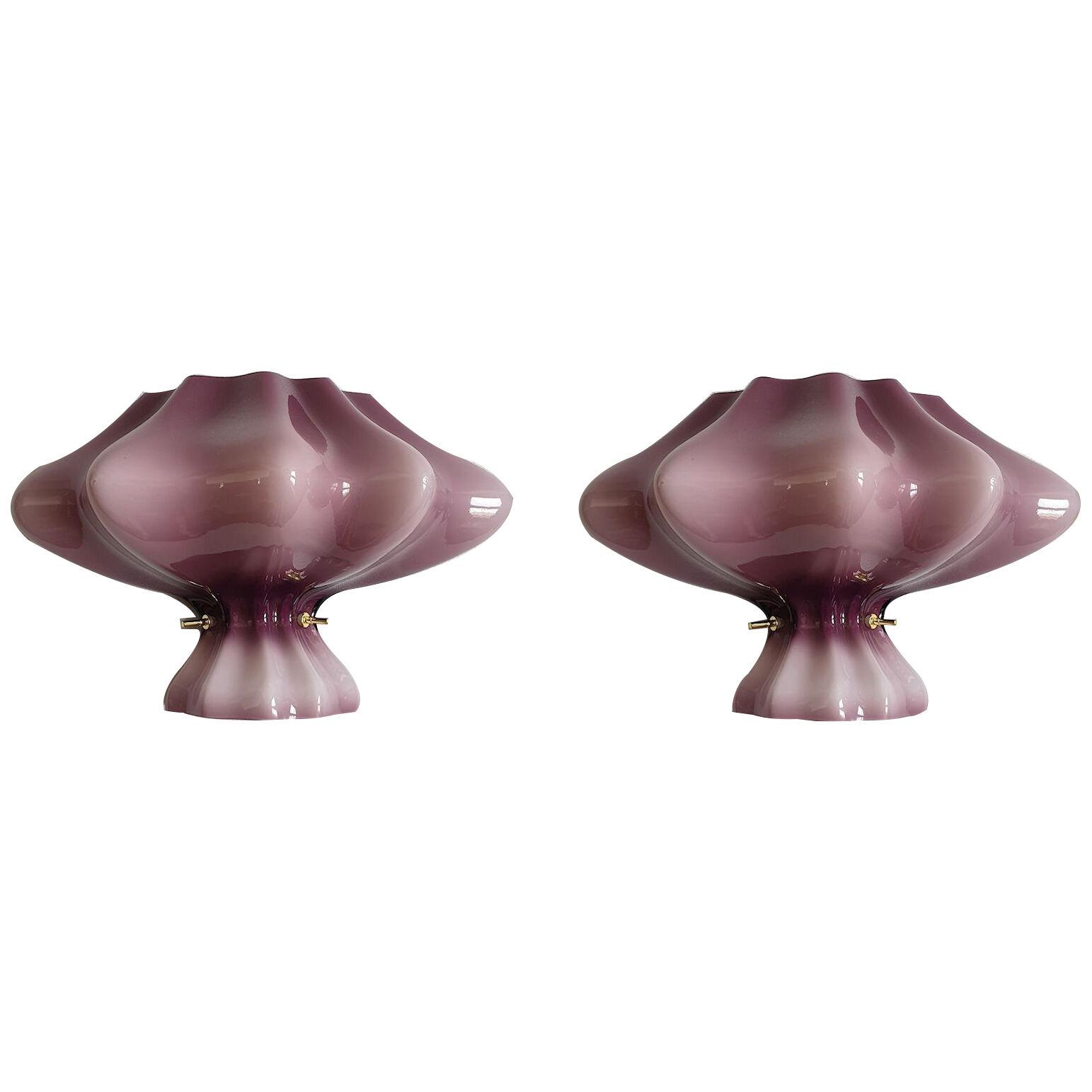 Purple Murano Glass Mid Century Modern Sconces - a pair
