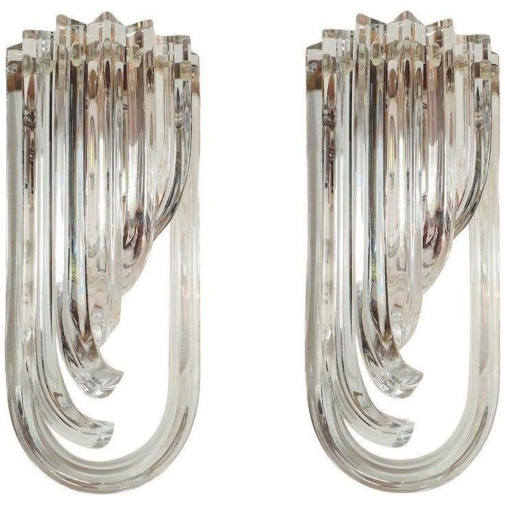 Modern Murano Glass Pair of Sconces, Venini - set of four