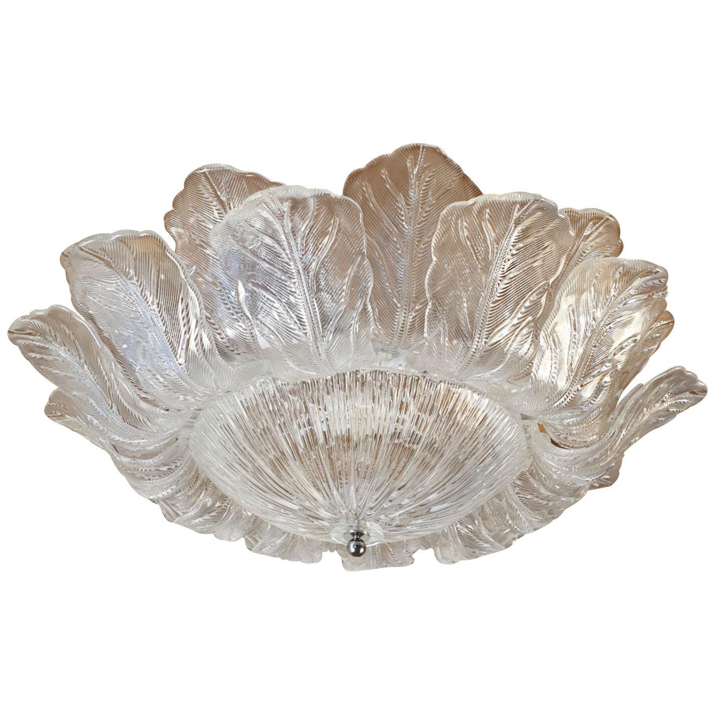 Large Murano glass flush mount chandelier