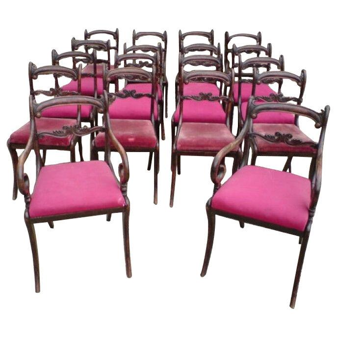 Set of 18 Regency Antique Dining Chairs