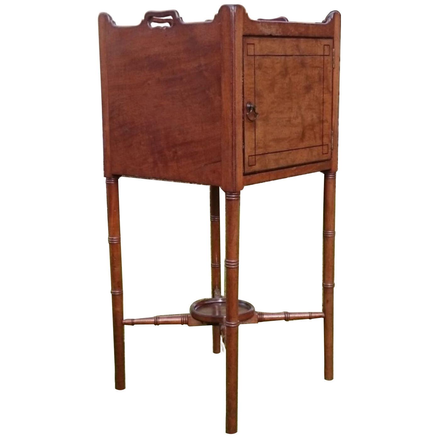 18th Century George III Period Antique Mahogany Bedside Cupboard / Night Stand
