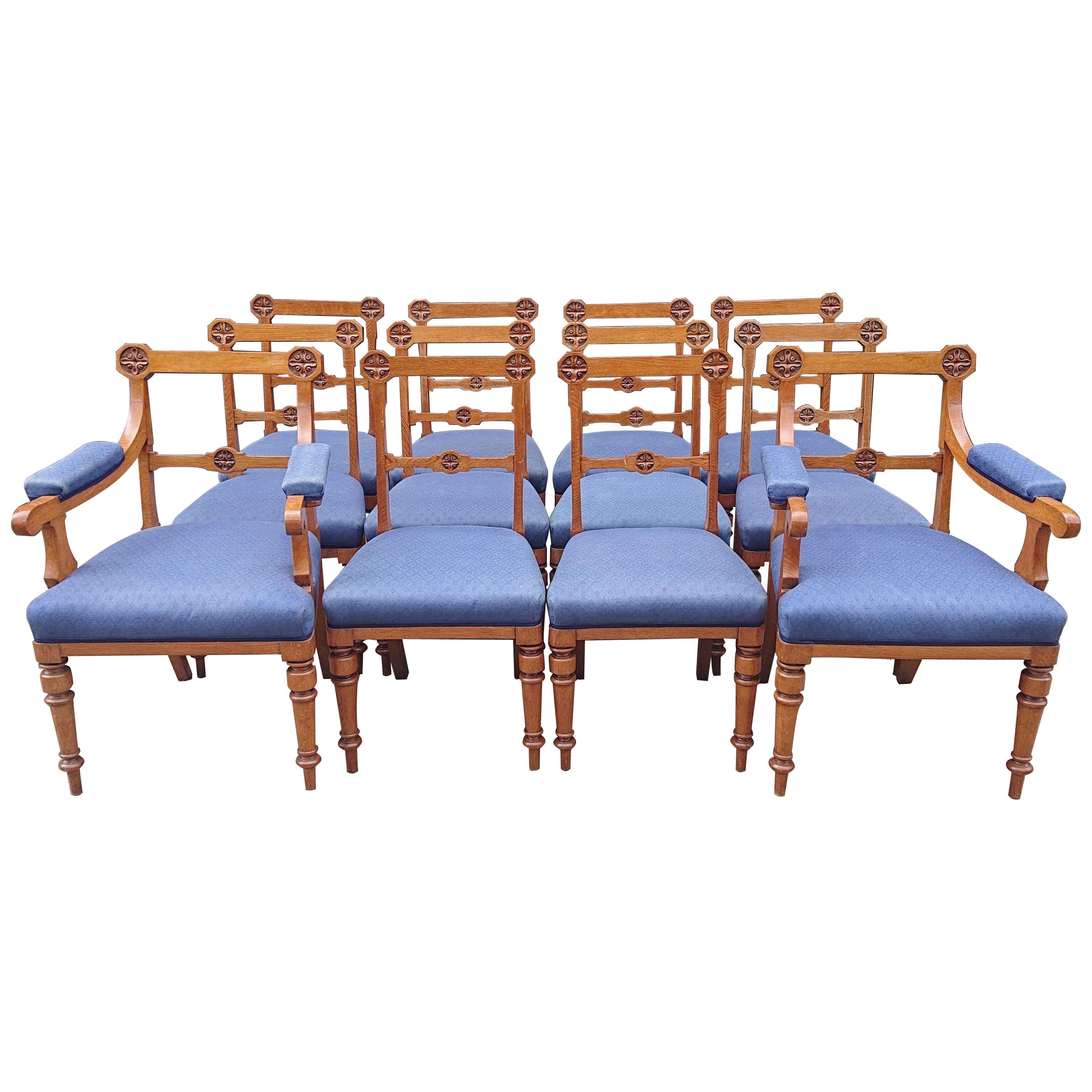 Set of Twelve Antique Dining Chairs by Lamb of Manchester