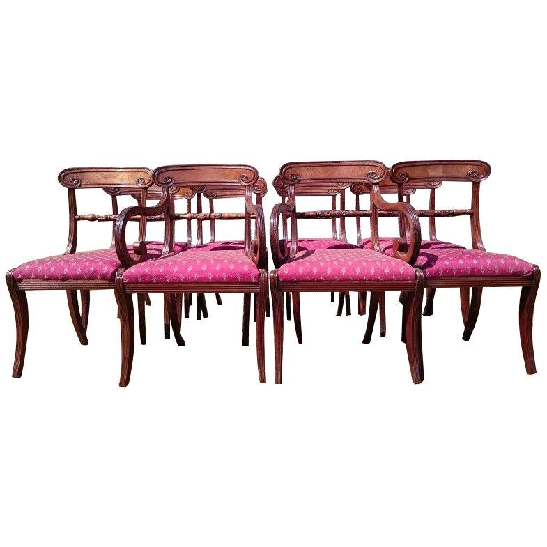 Set of Twelve Early Nineteenth Century Regency Mahogany Antique Dining Chairs