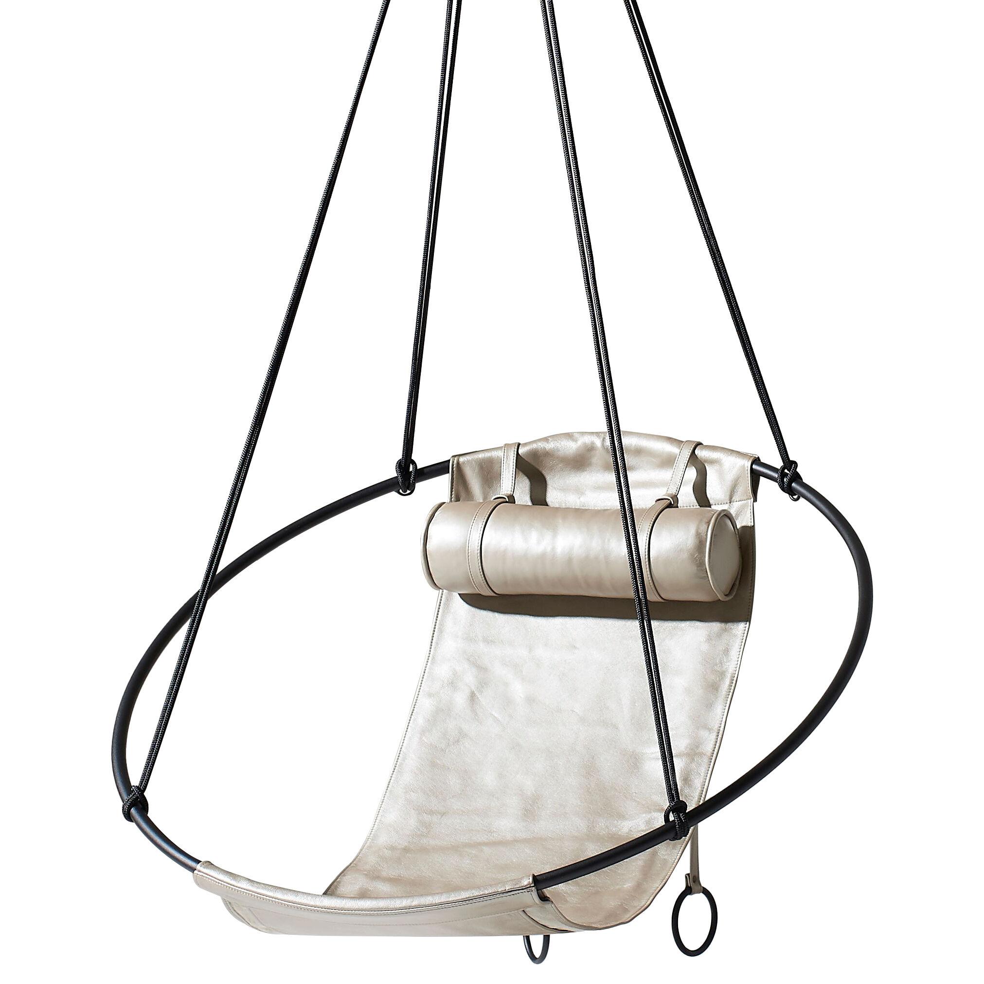 Sling Swing Seat Hanging Chair in Soft Gold Leather