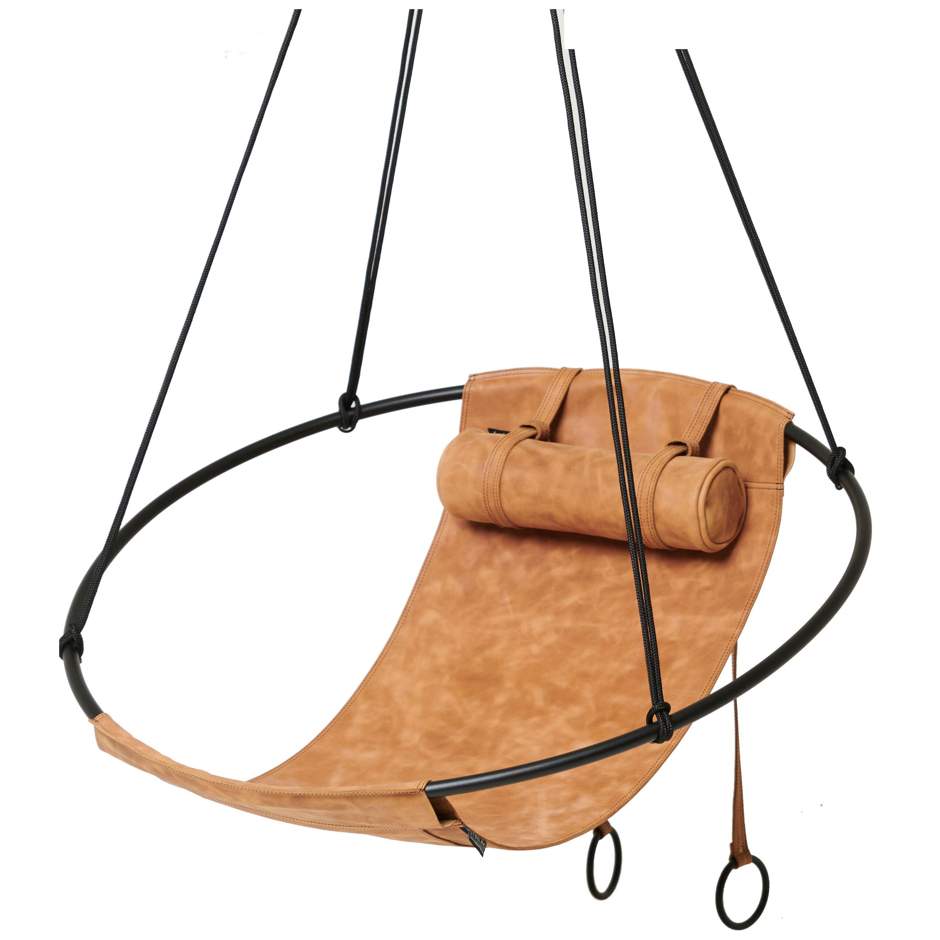 Minimal Genuine Leather Hanging Swing Chair