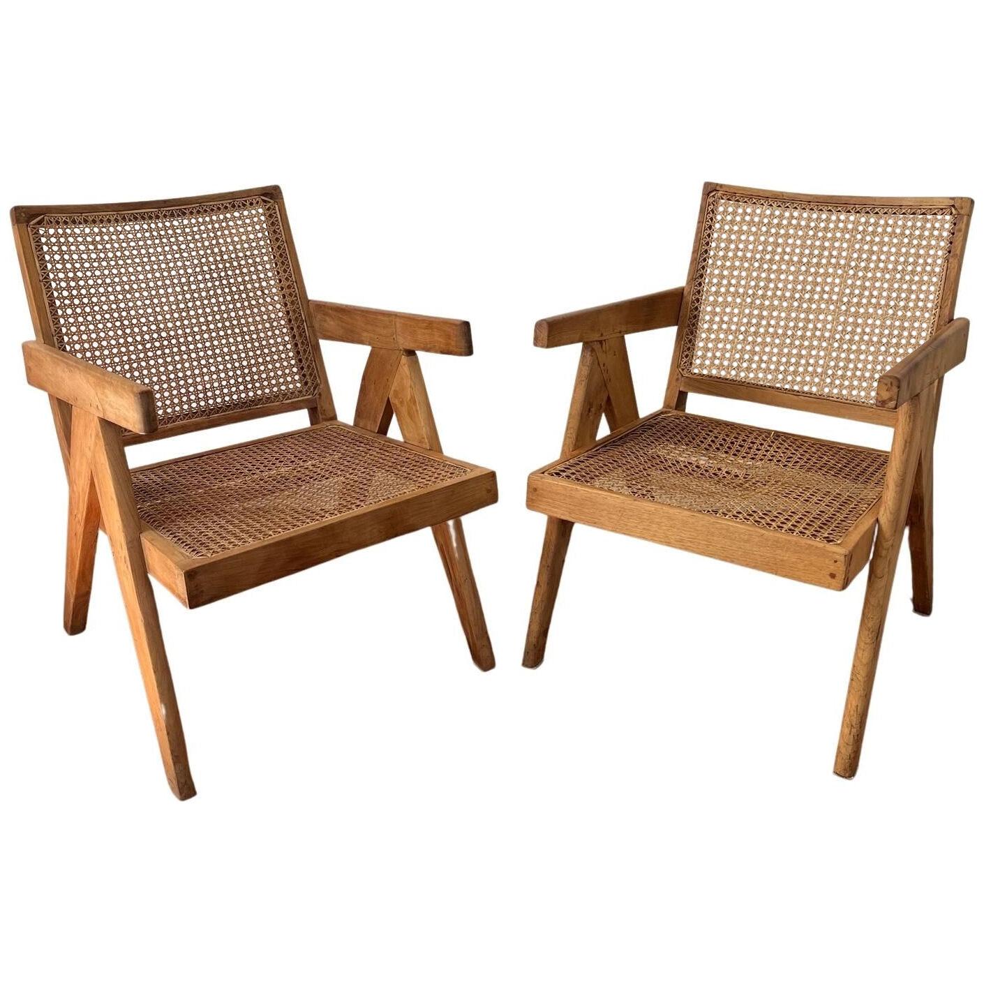 Set of 2 Easy Armchair from Pierre Jeanneret, Chandigarh, 1958