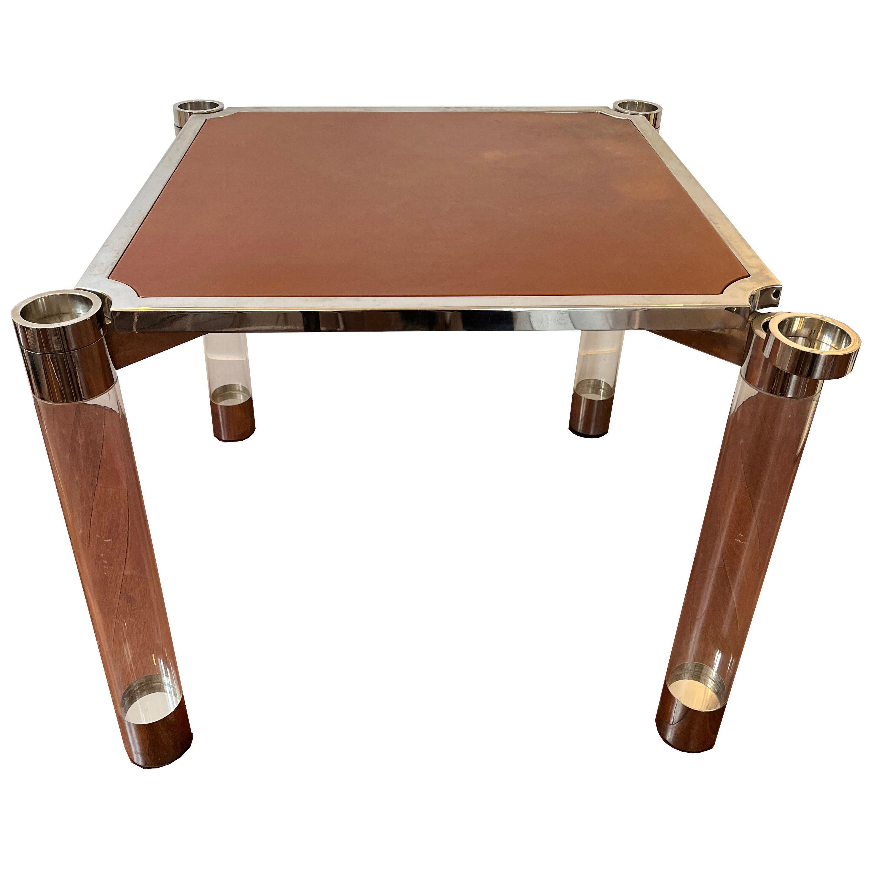 Game table, leather and felt, circa 1970