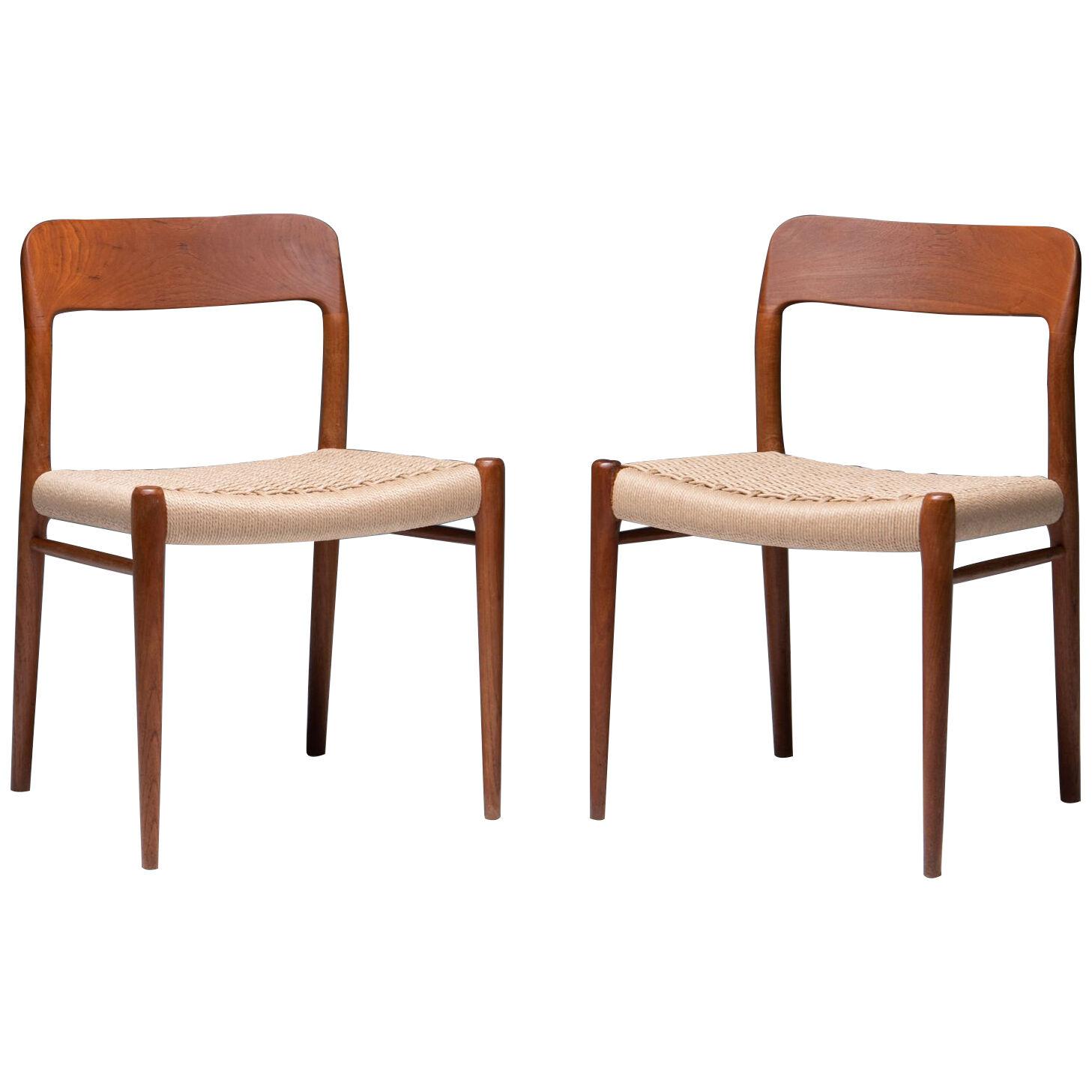 Pair of 'Model 75' chairs, Niels O. Møller, 1950's, DENMARK