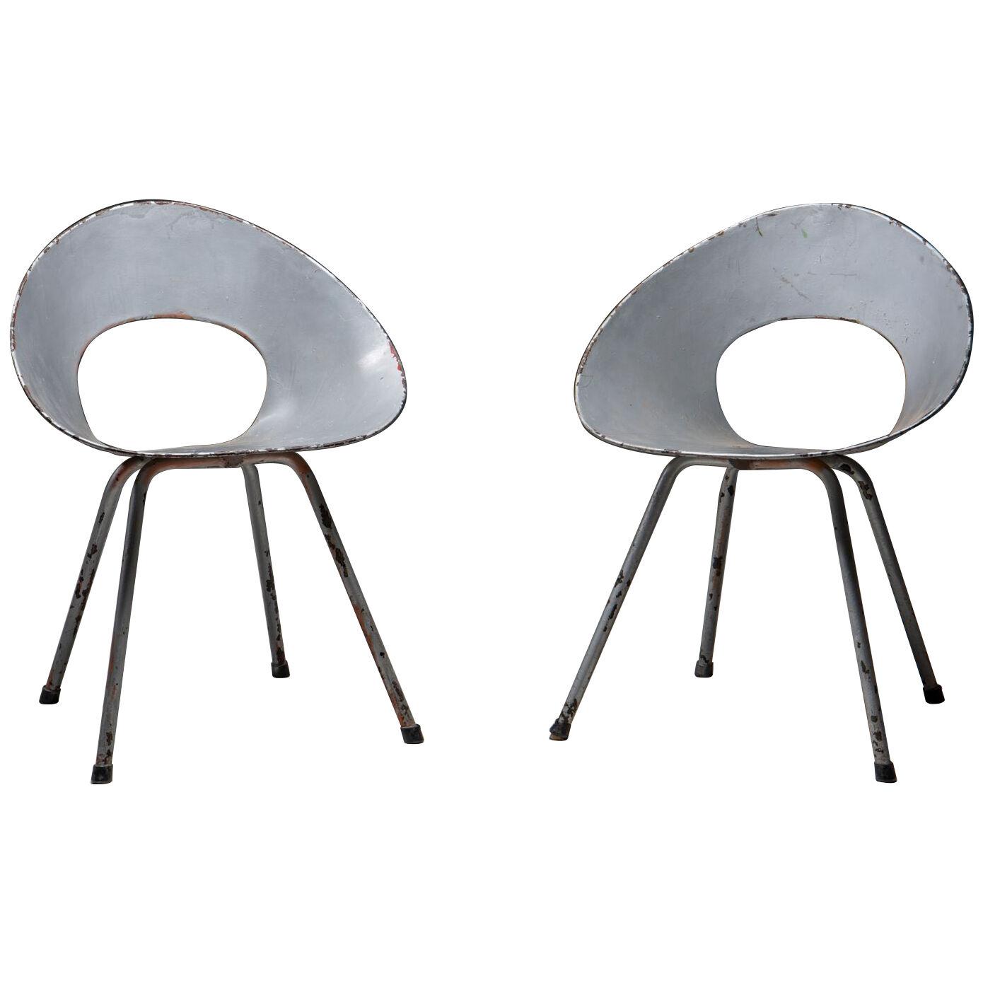 2 metal outdoor chairs in the manner of Donald Knorr, 1940, Sweden
