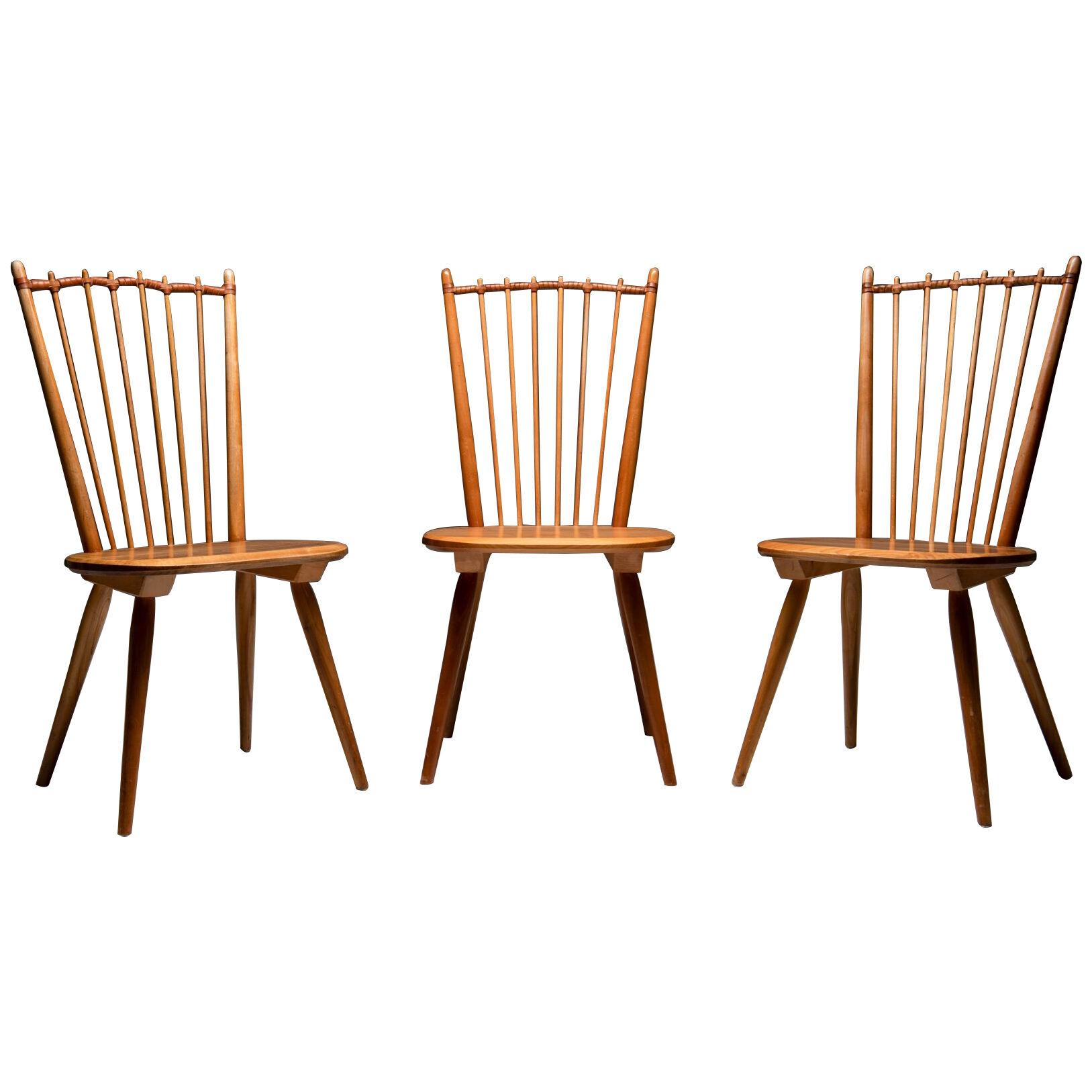 3 Windsor Style Chairs, Albert Haberer for Hermann Fleiner, 1950s, Germany