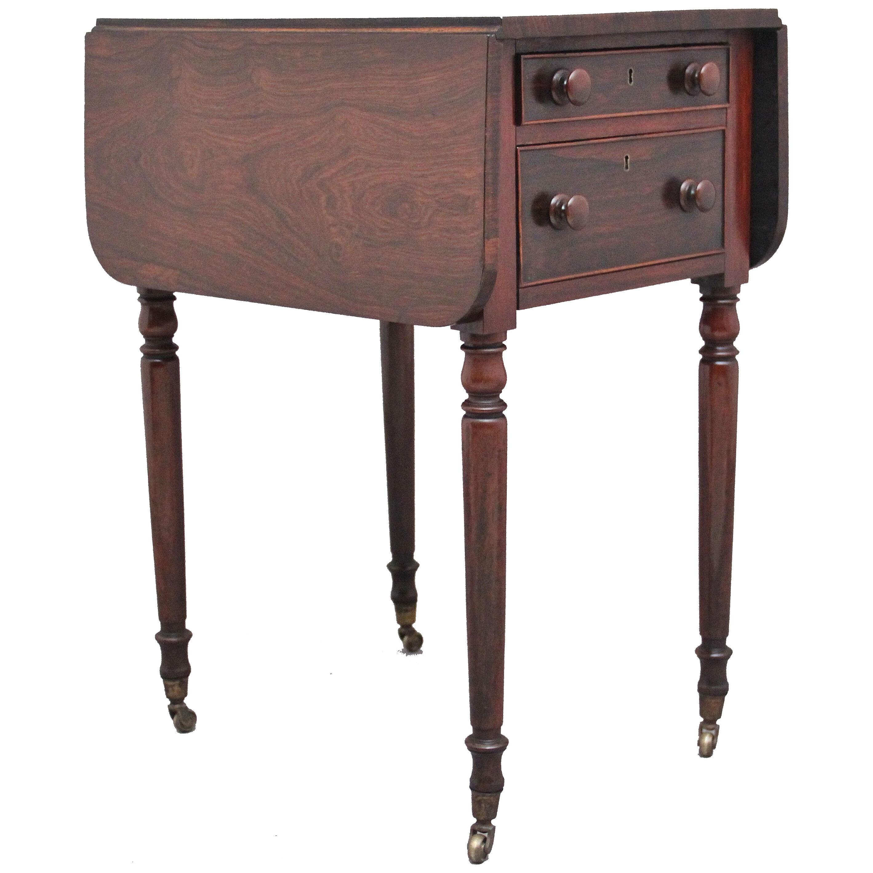 19th Century antique rosewood drop leaf side table 
