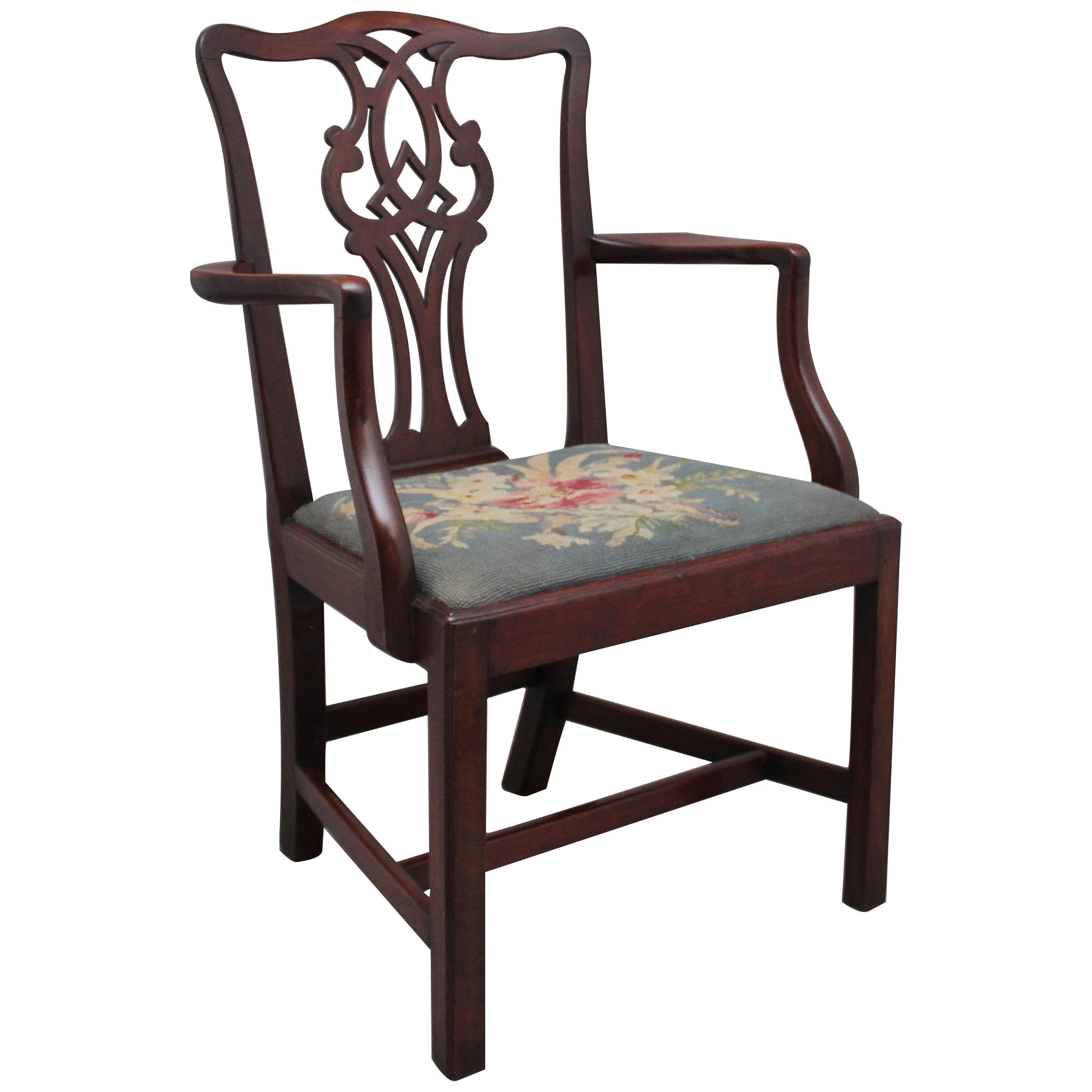 19th Century mahogany armchair in the Chippendale style