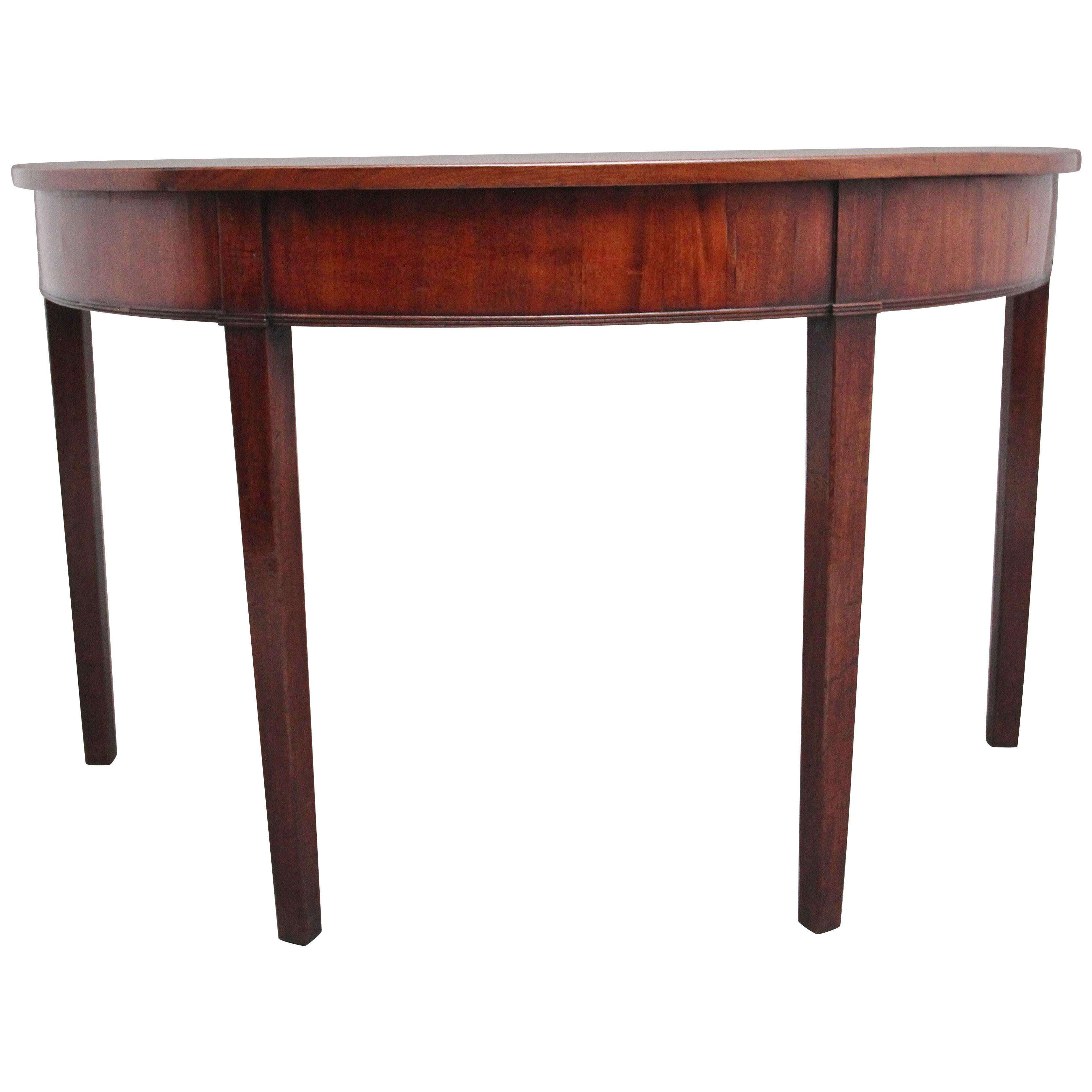 19th Century mahogany demi lune console table