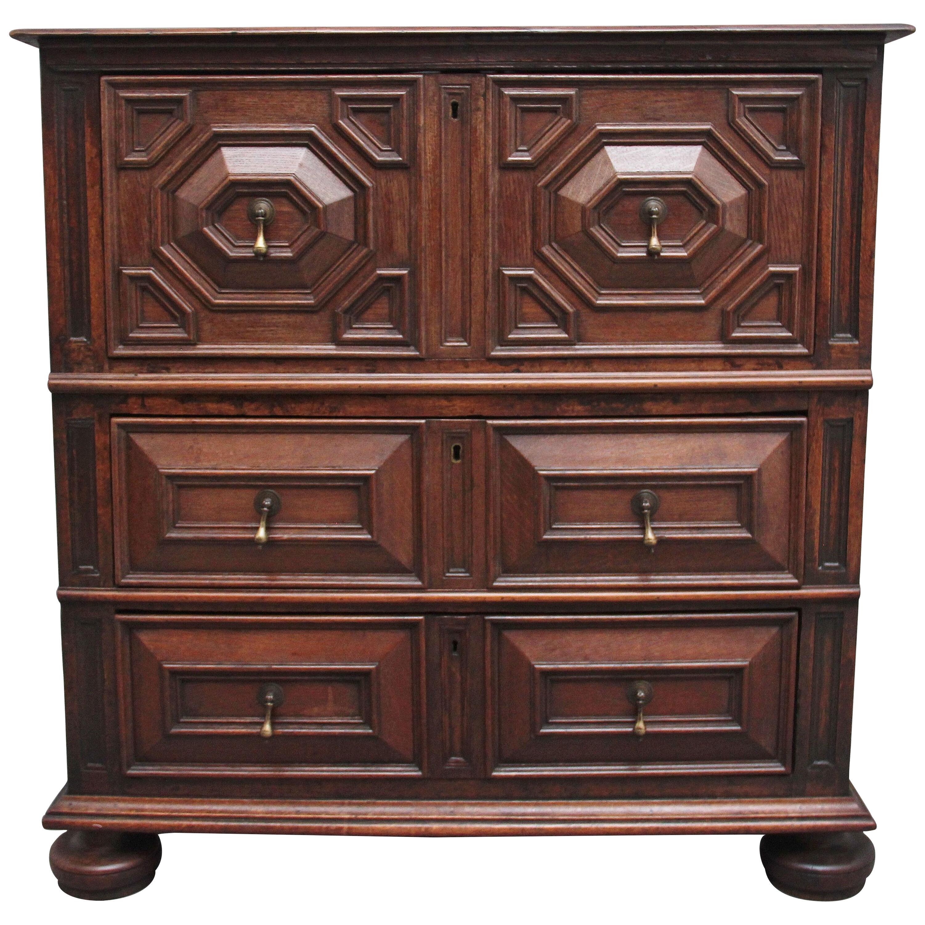 17th Century oak geometric chest of drawers