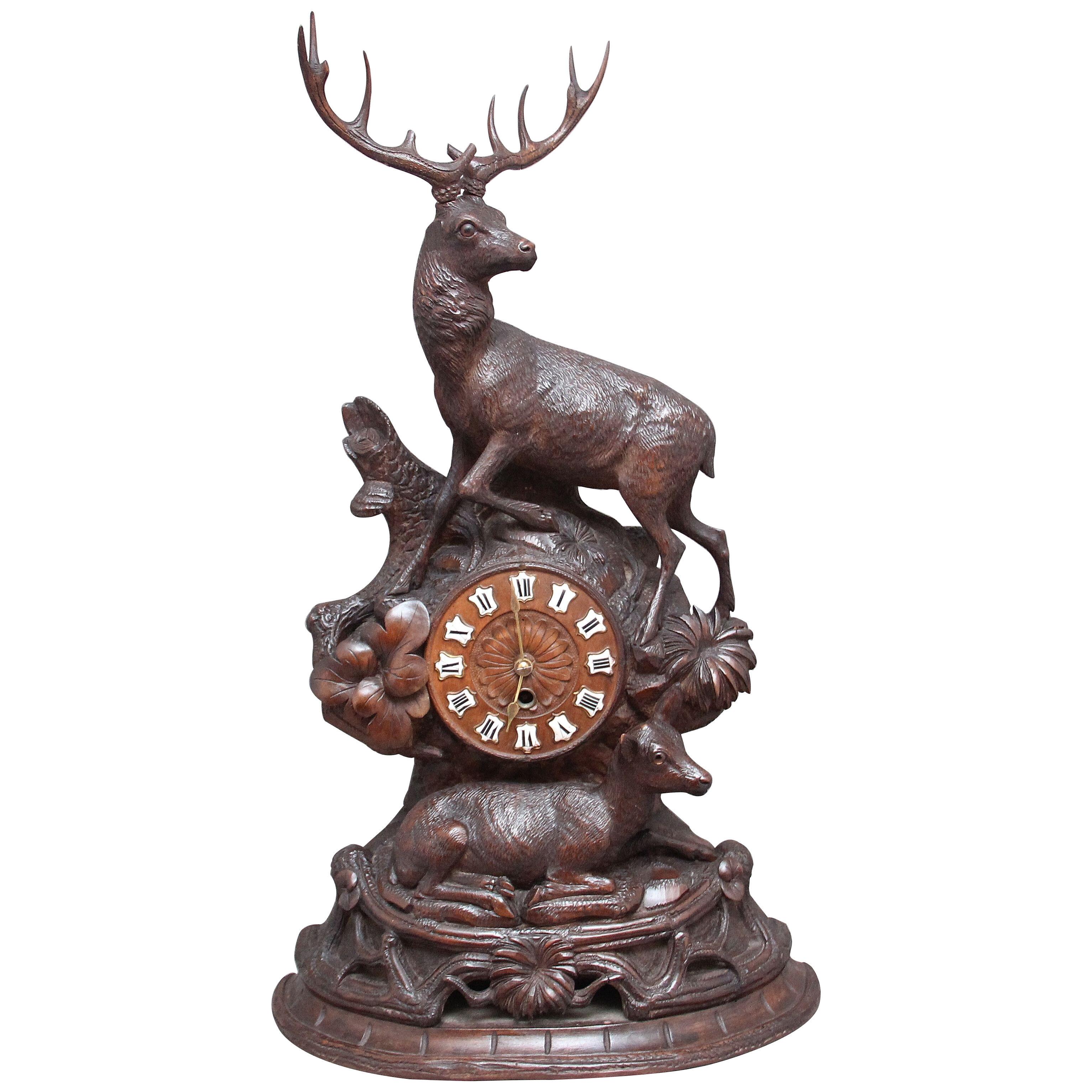 19th  Century antique black forest mantle clock