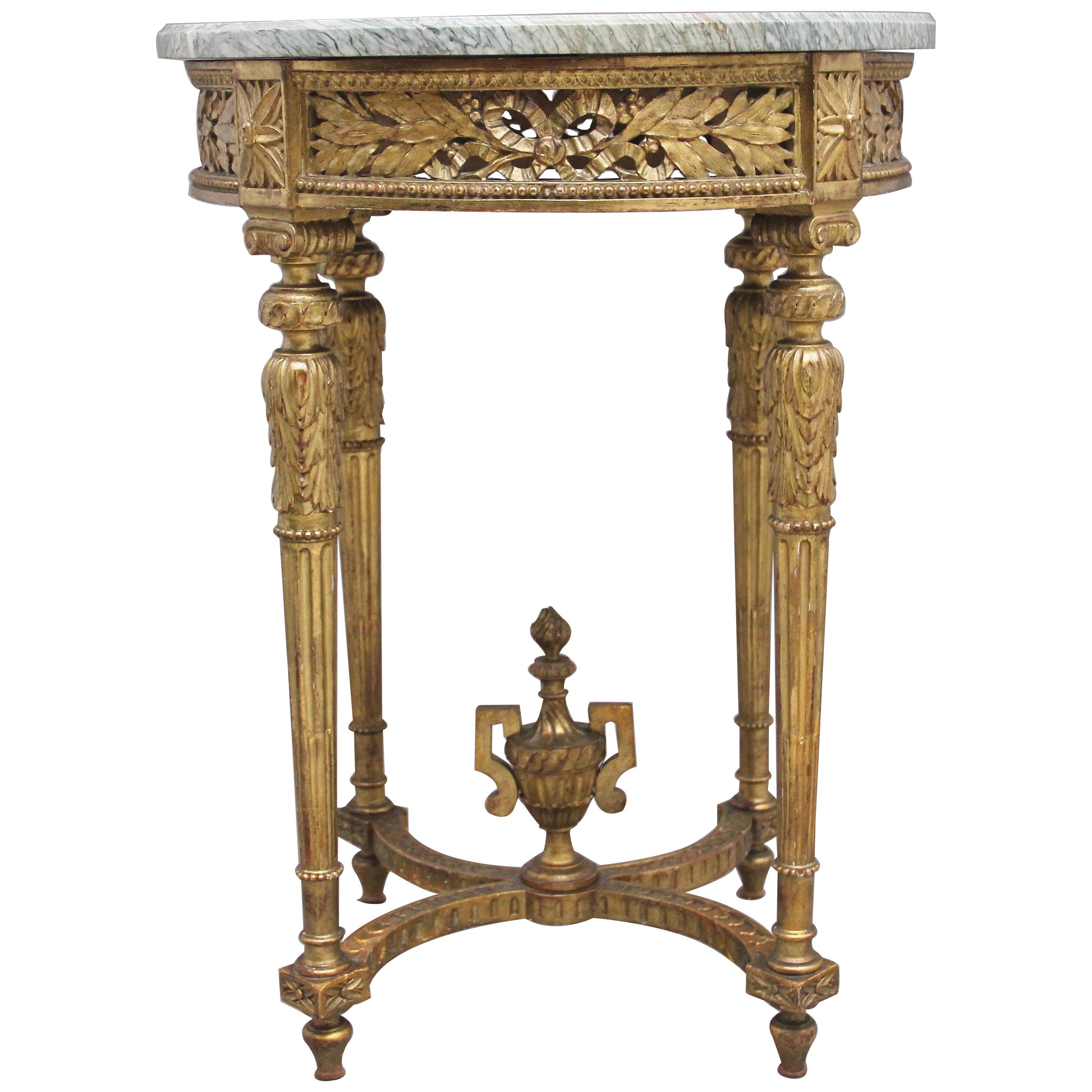 19th Century French gilt and marble top table