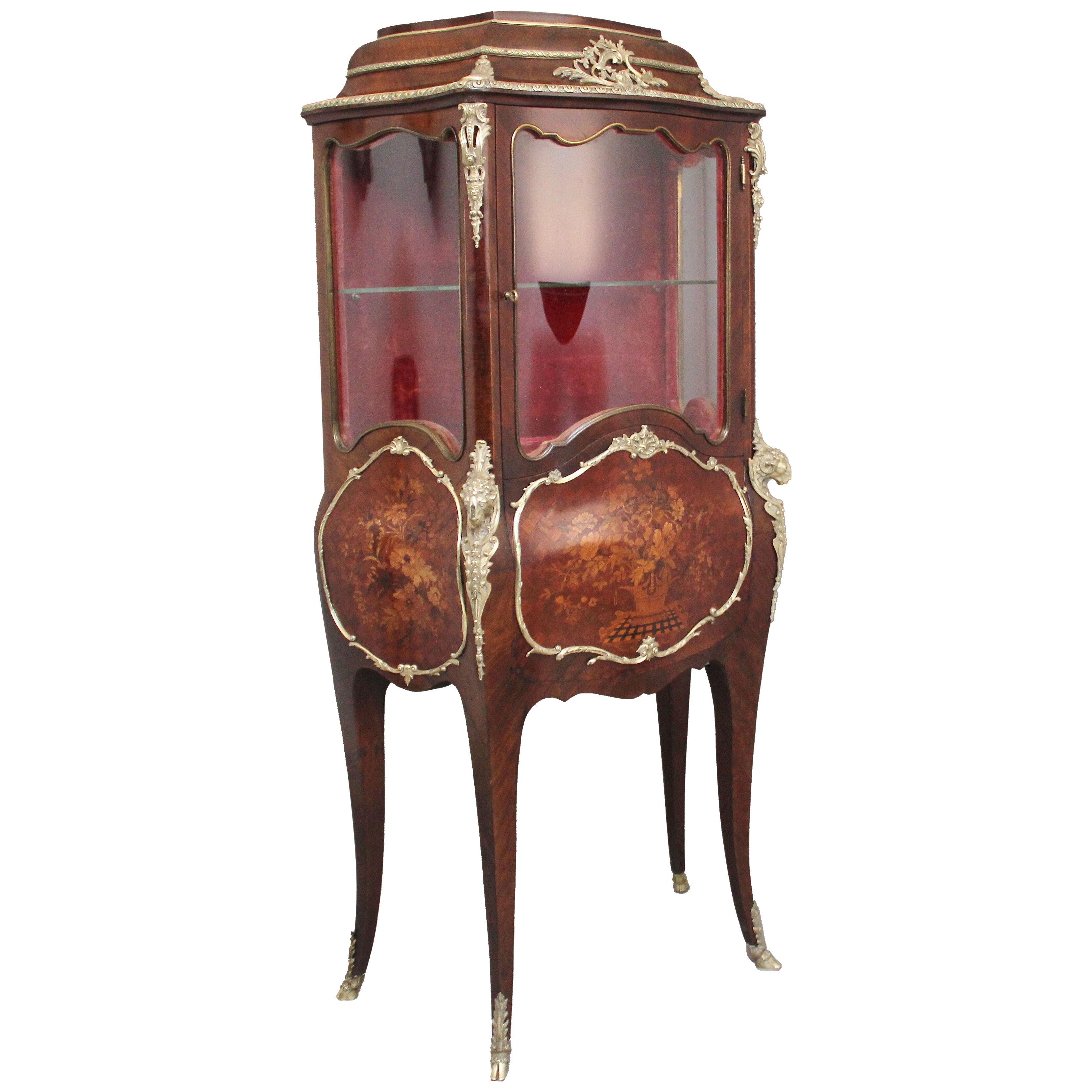 19th Century Kingwood and marquetry secretaire vitrine 