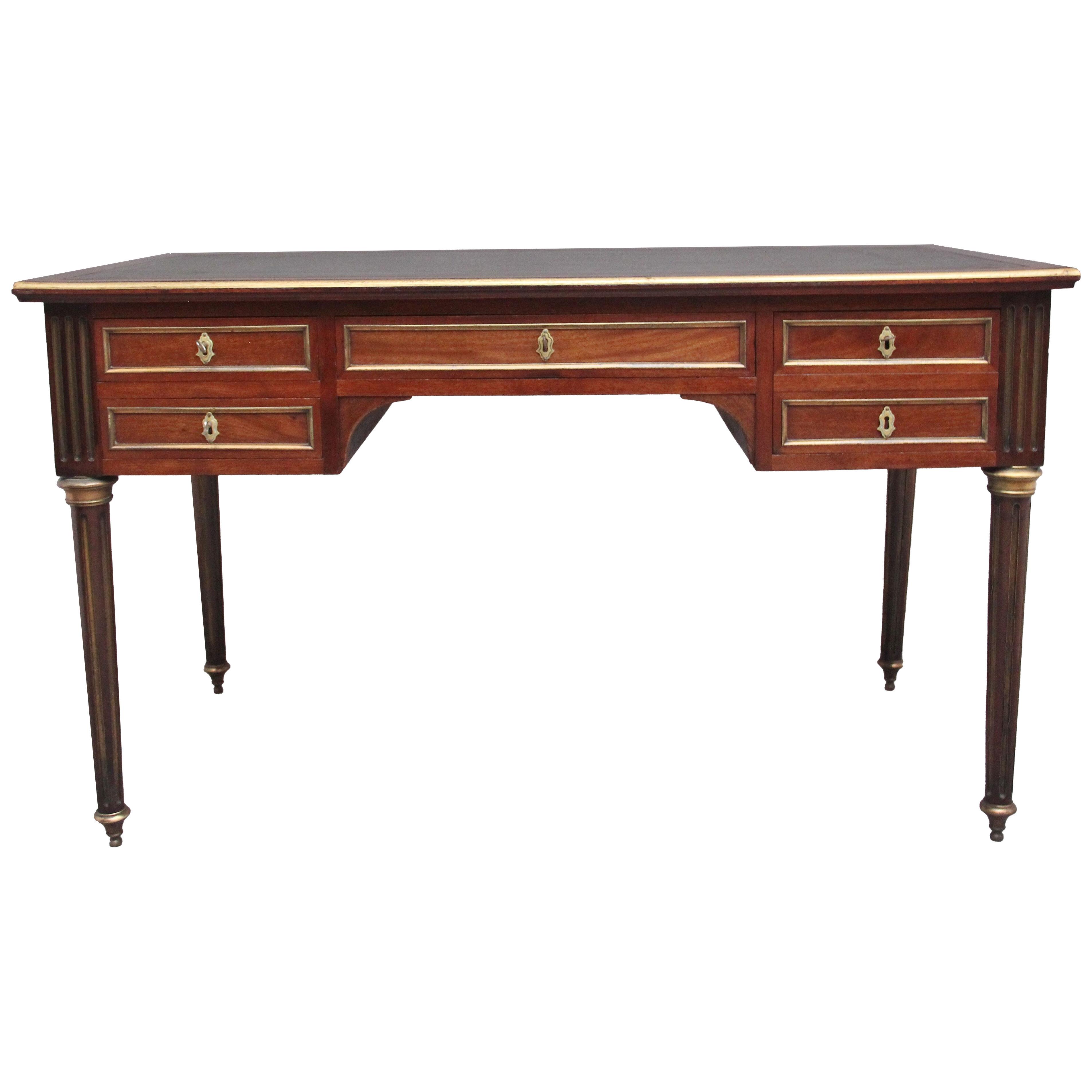 19th Century French mahogany and brass inlaid directoire writing desk